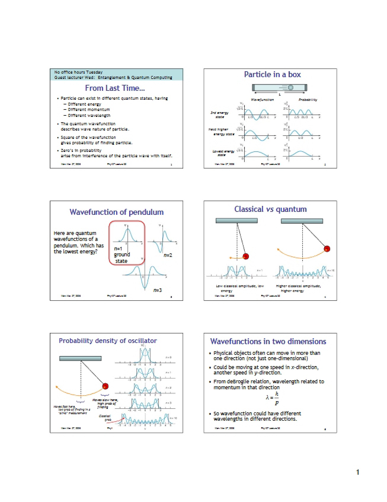 Physics 107 Lecture Handouts