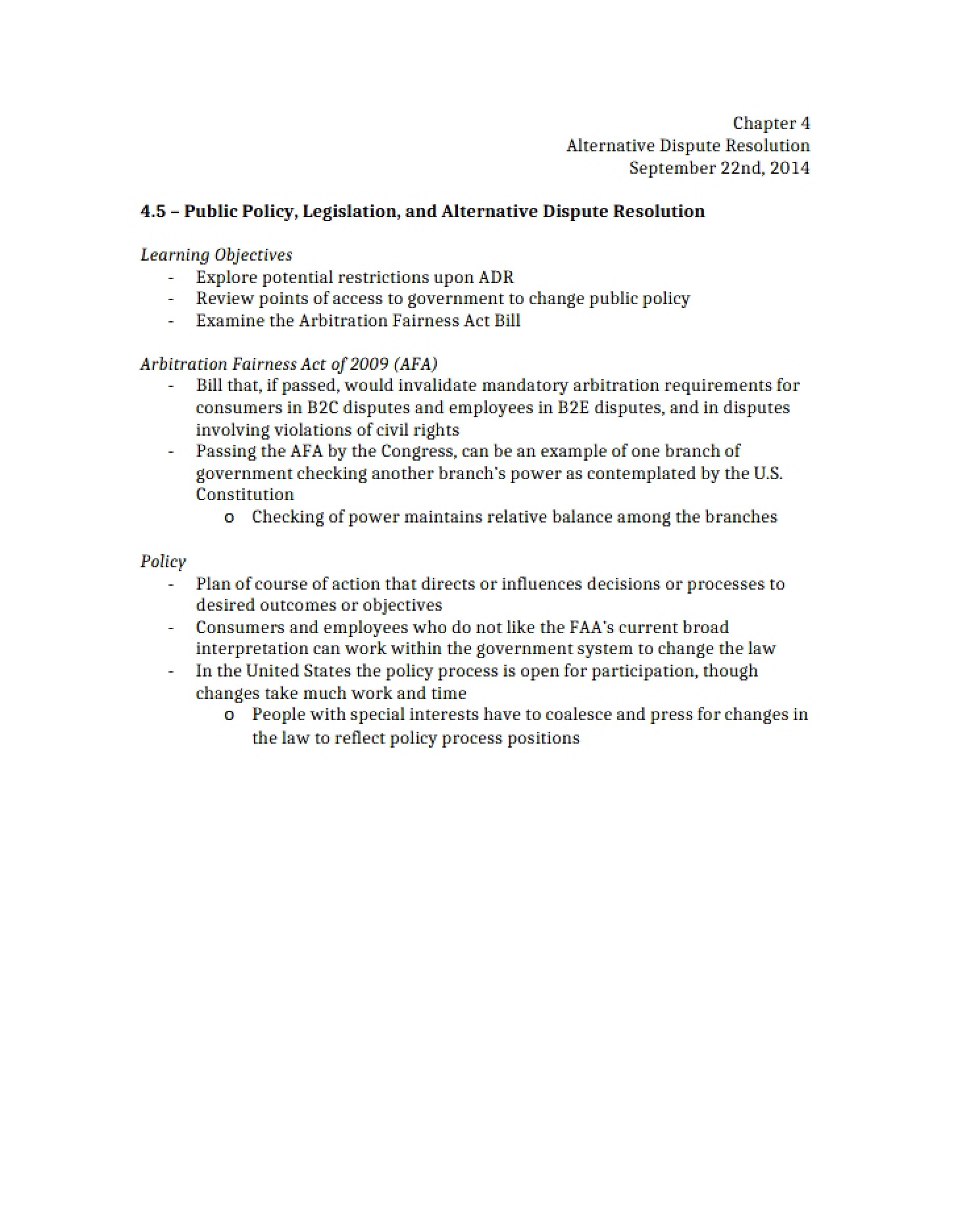 ADR, Legislation, and Public Policy