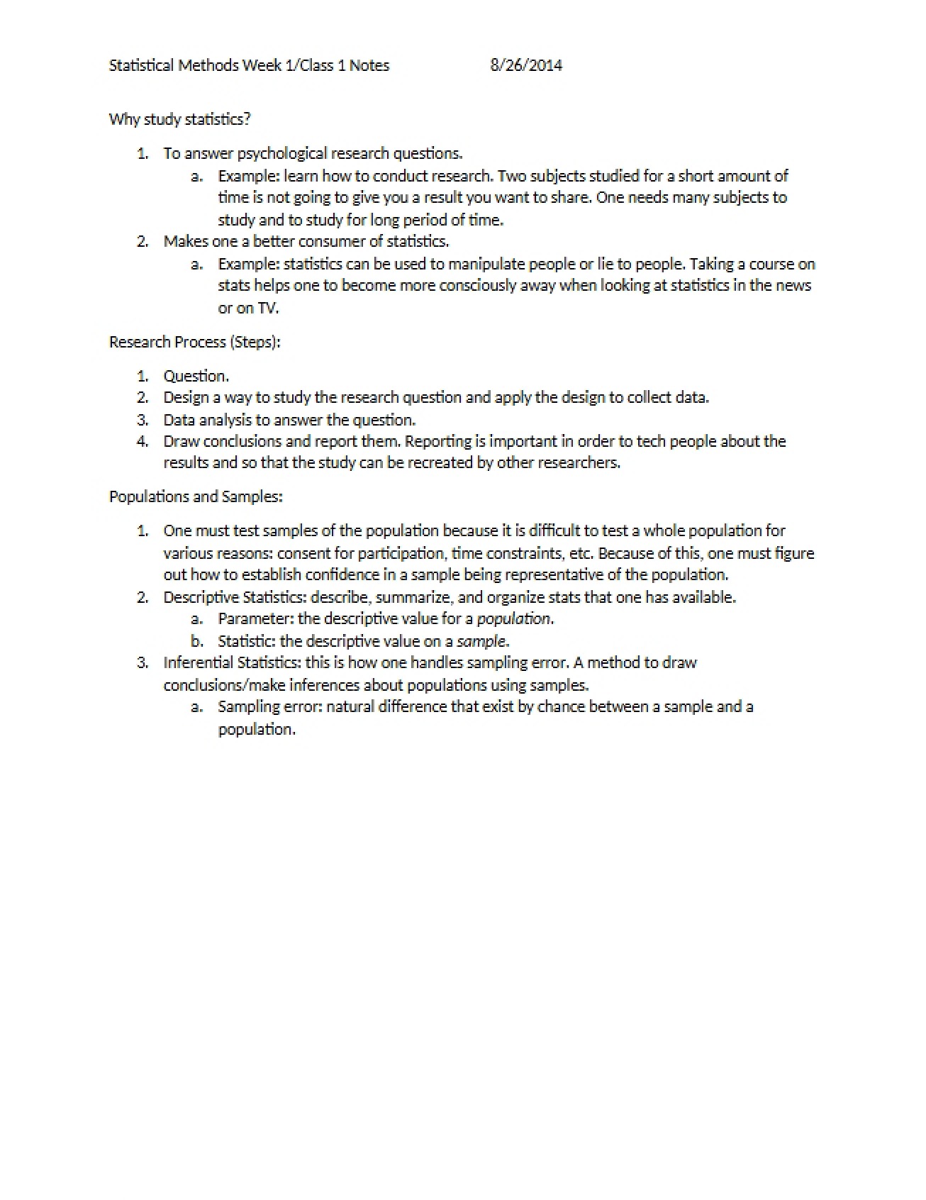 Fundamentals of Statistical Methods