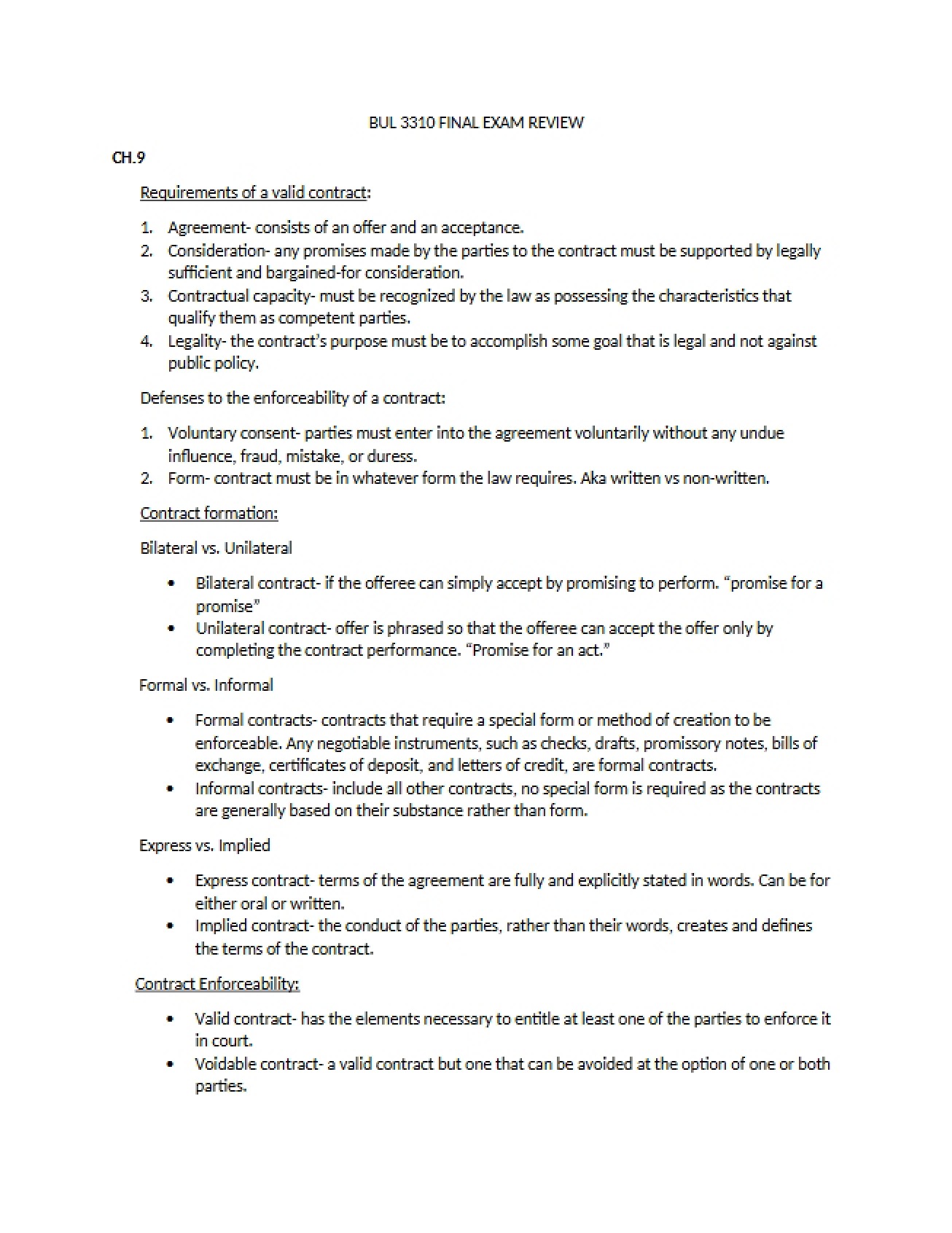 Final Examination - Part One