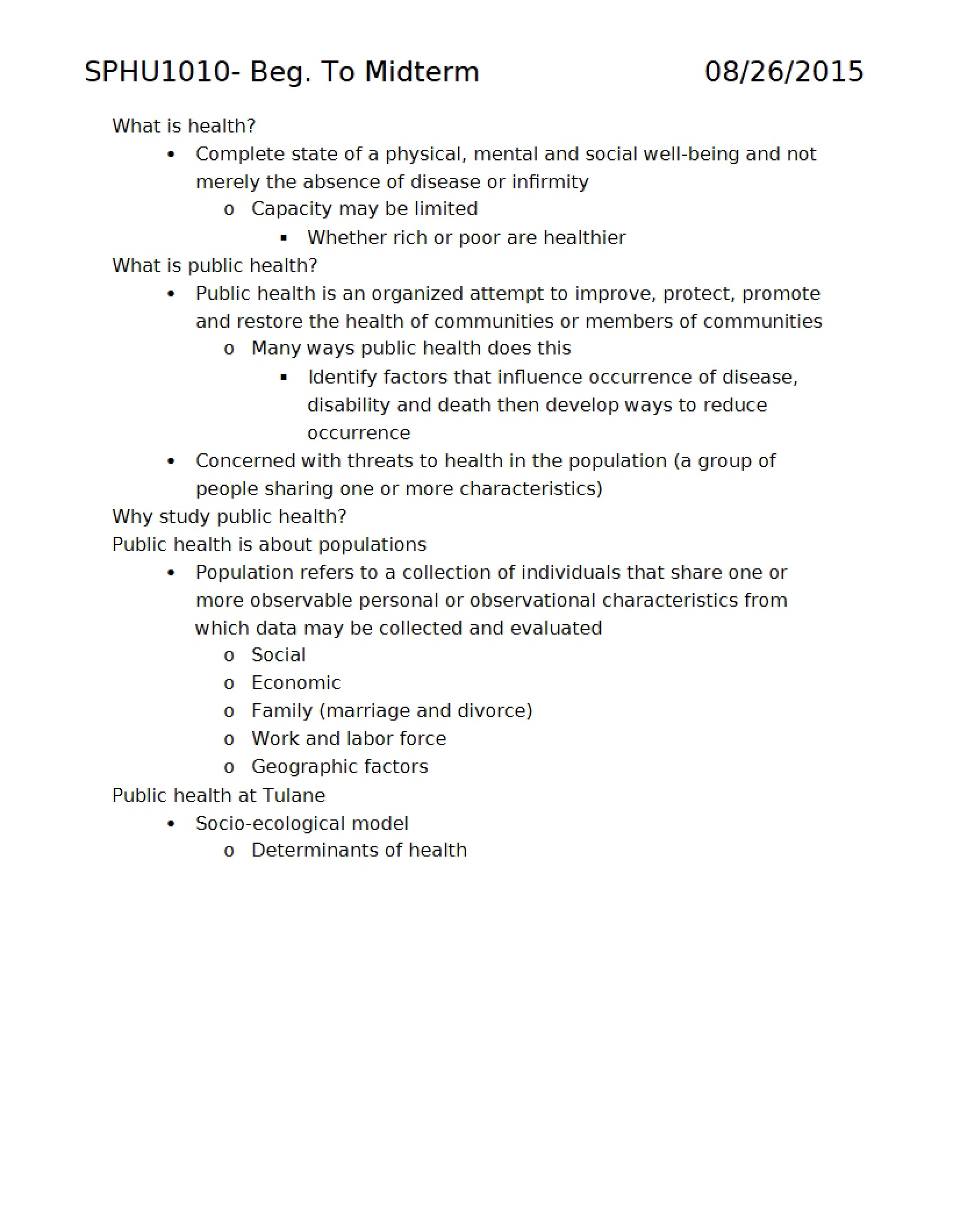 Public Health Midterm