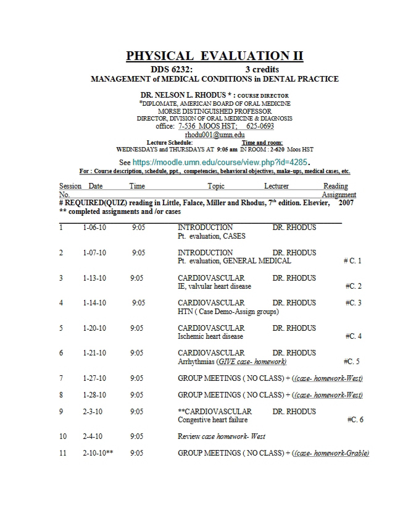 Hospital Dentistry Syllabus