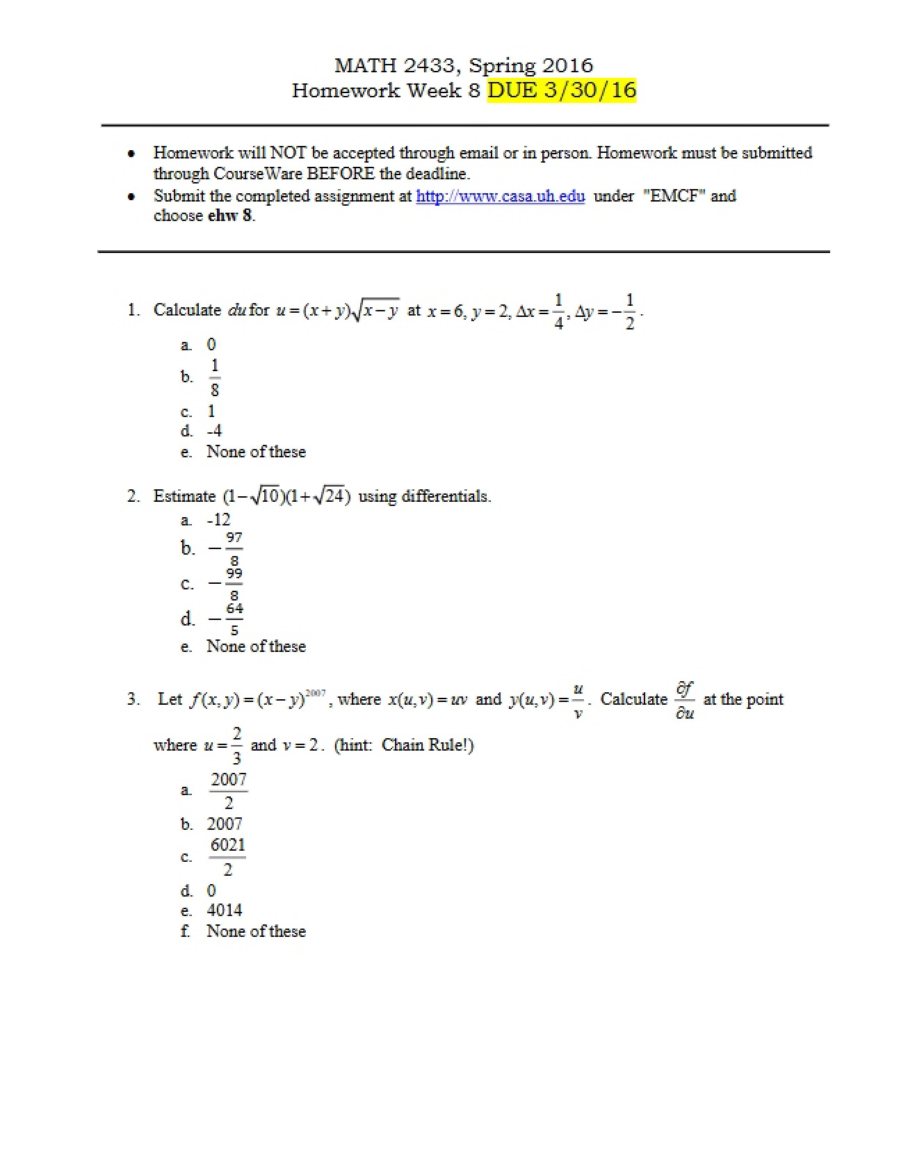 Electronic Homework 08