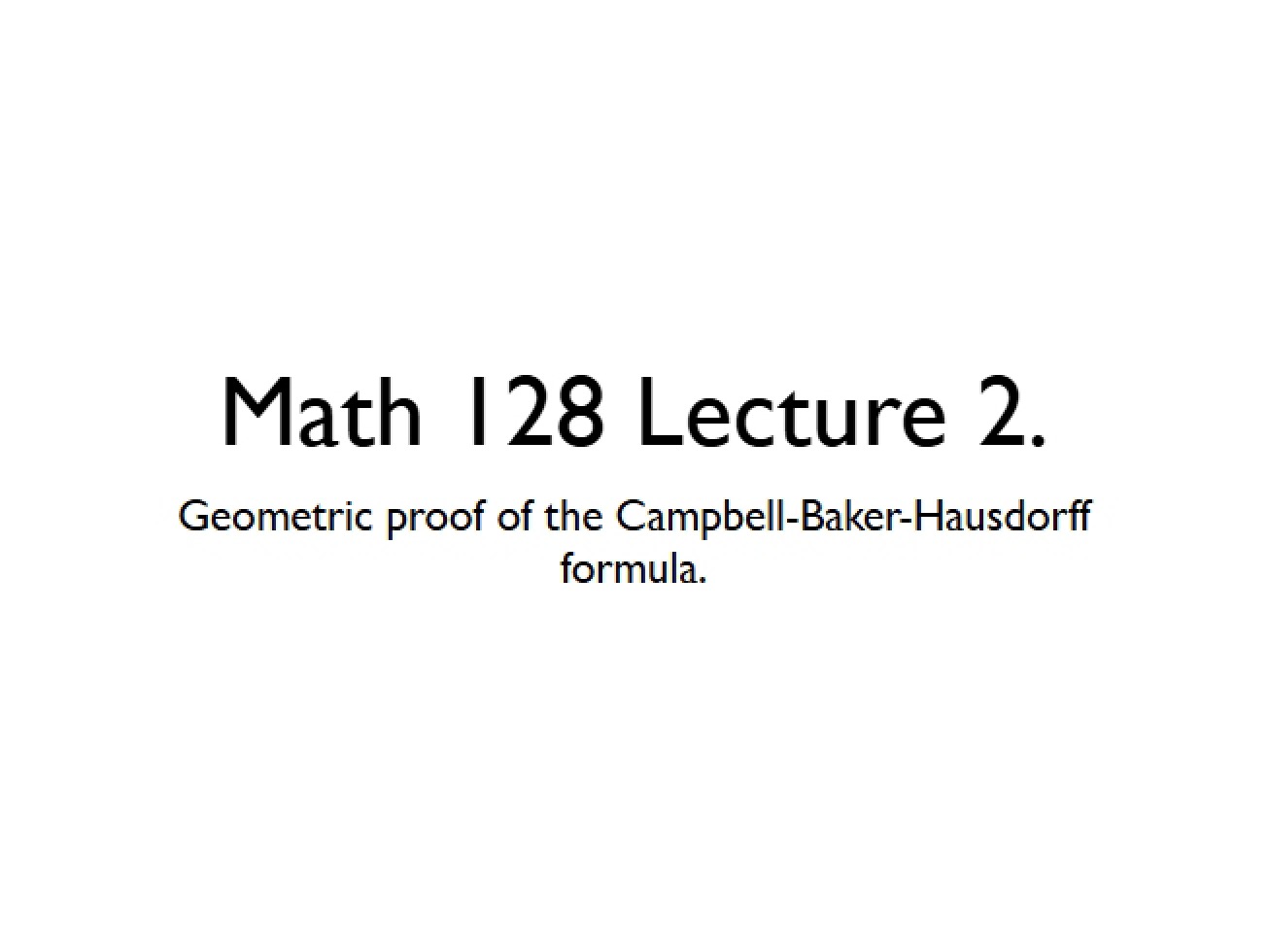 Lie Algebras Lecture 2