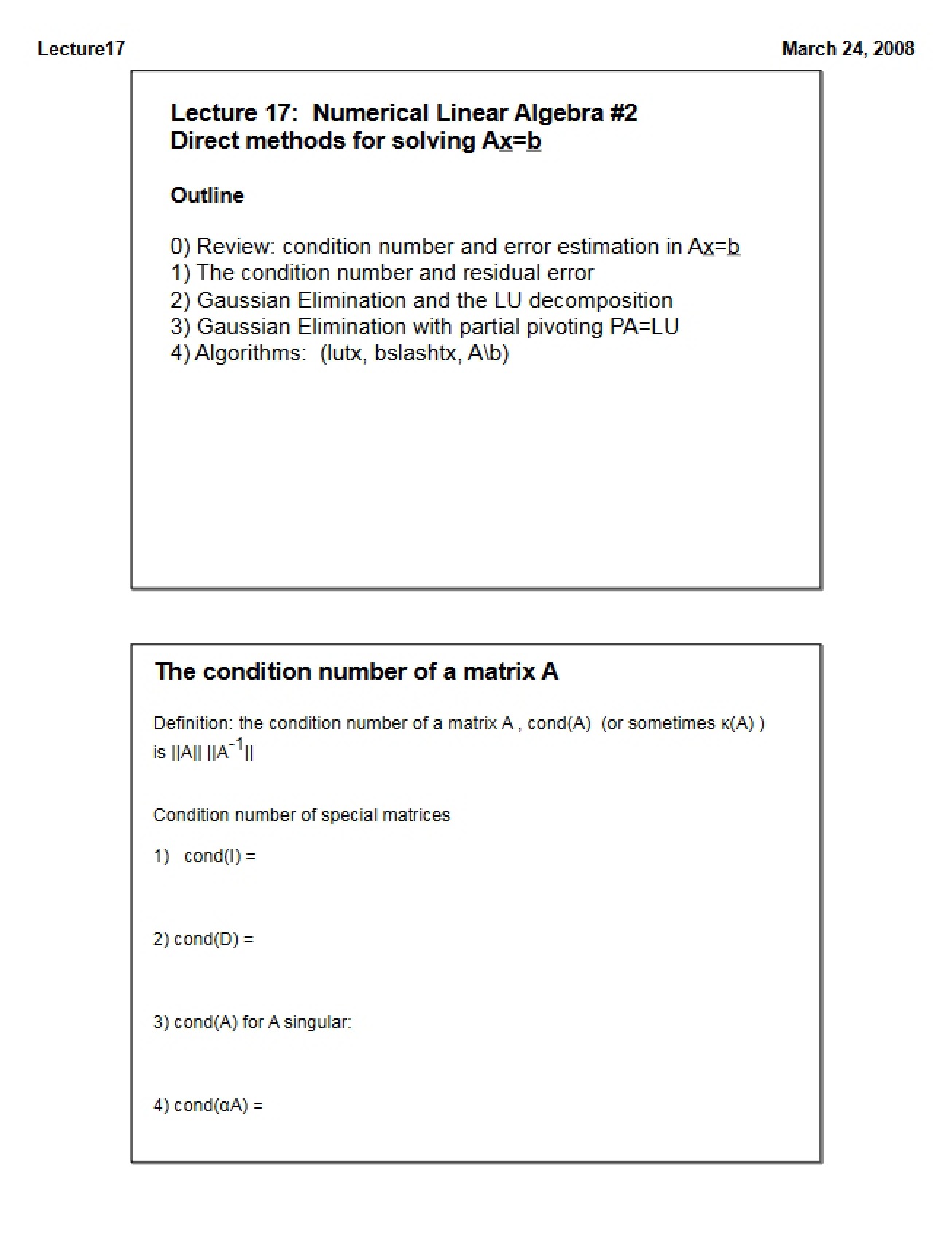 Linear Algebra - Numerical Methods - Part 1