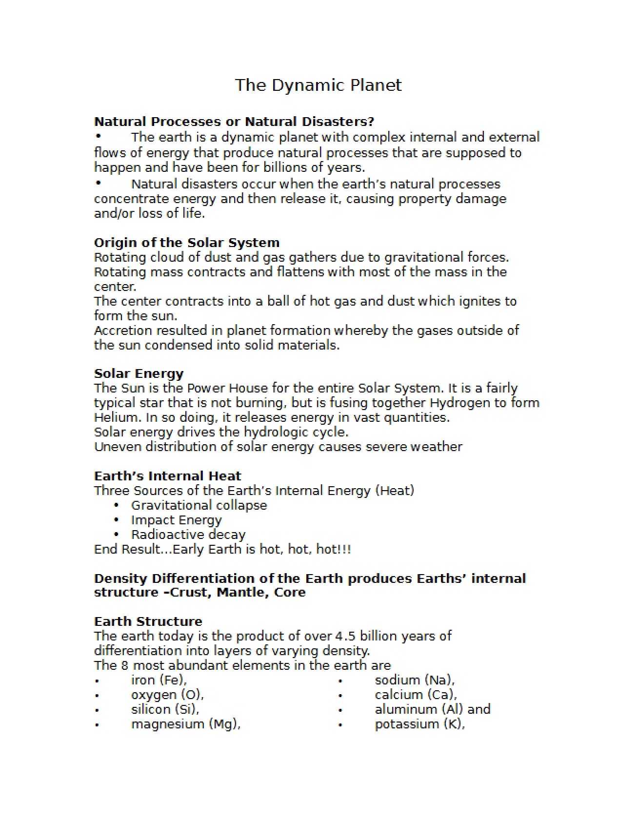 Outline 2 Earth Structure and Energy Sources