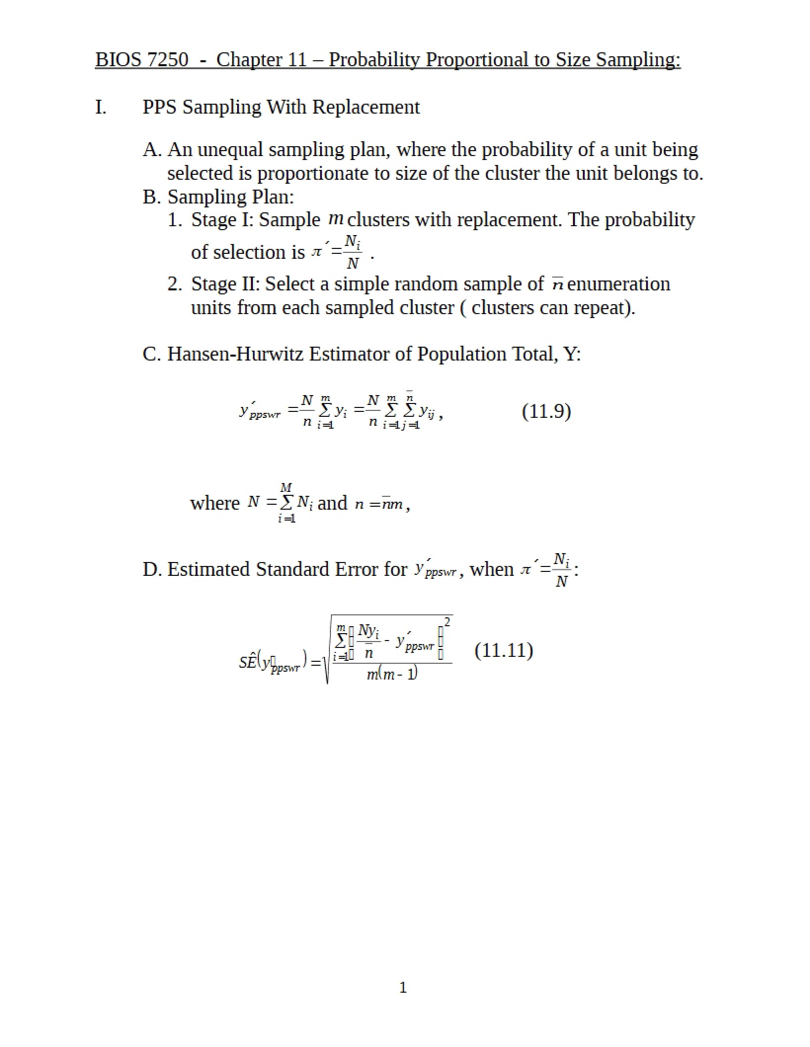 Size-Proportional Probability in Cluster Sampling