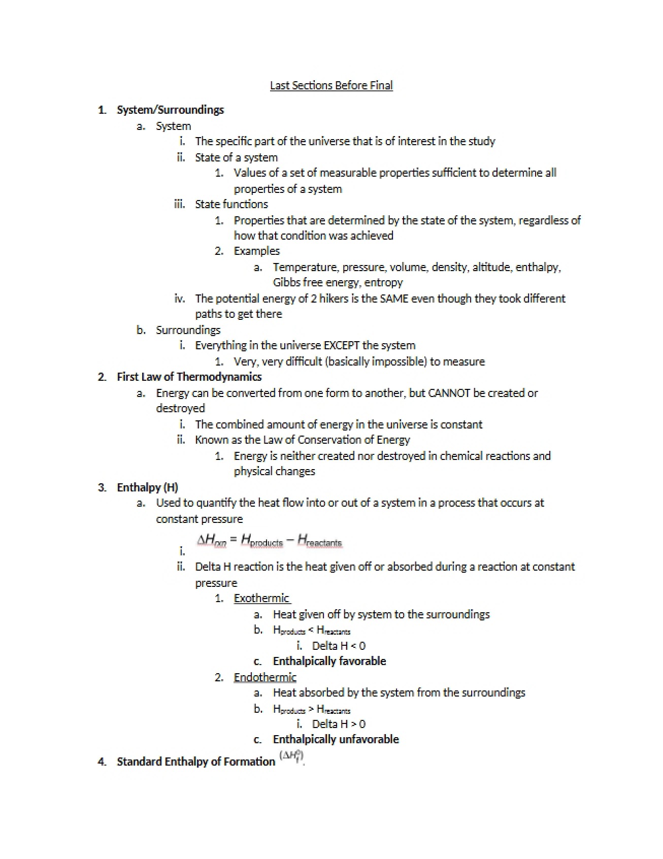 Review of Final Topics for General Chemistry II