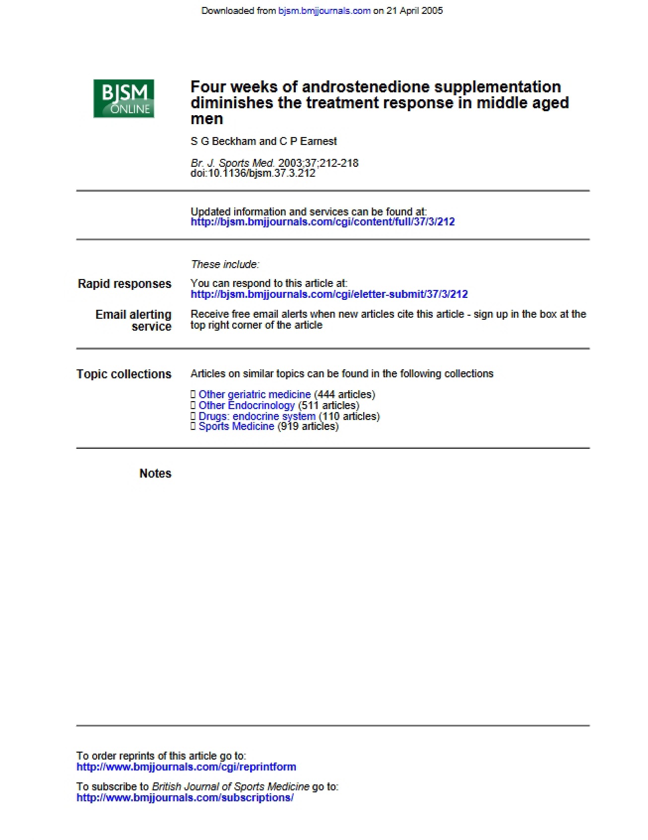 Supplementation with Androstenedione
