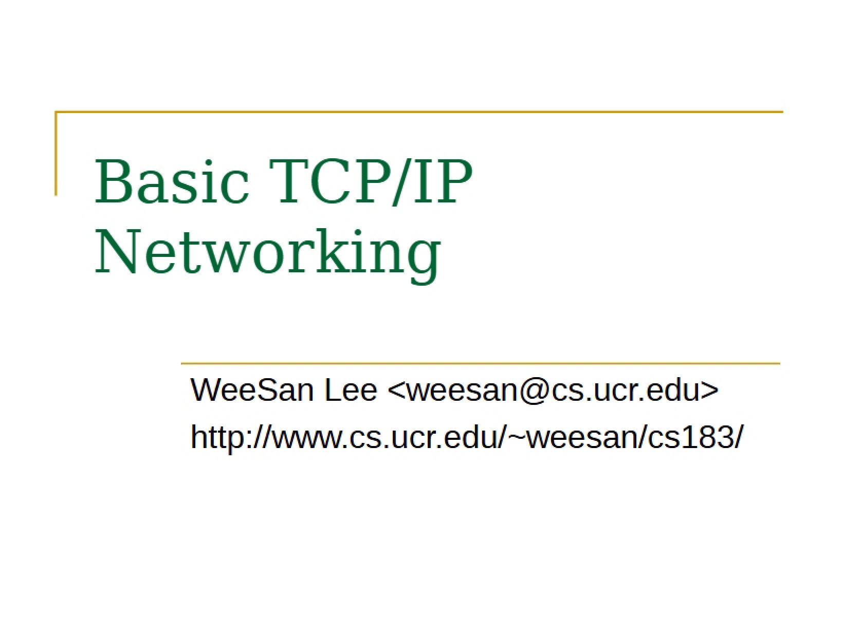 Networking Basics TCP-IP