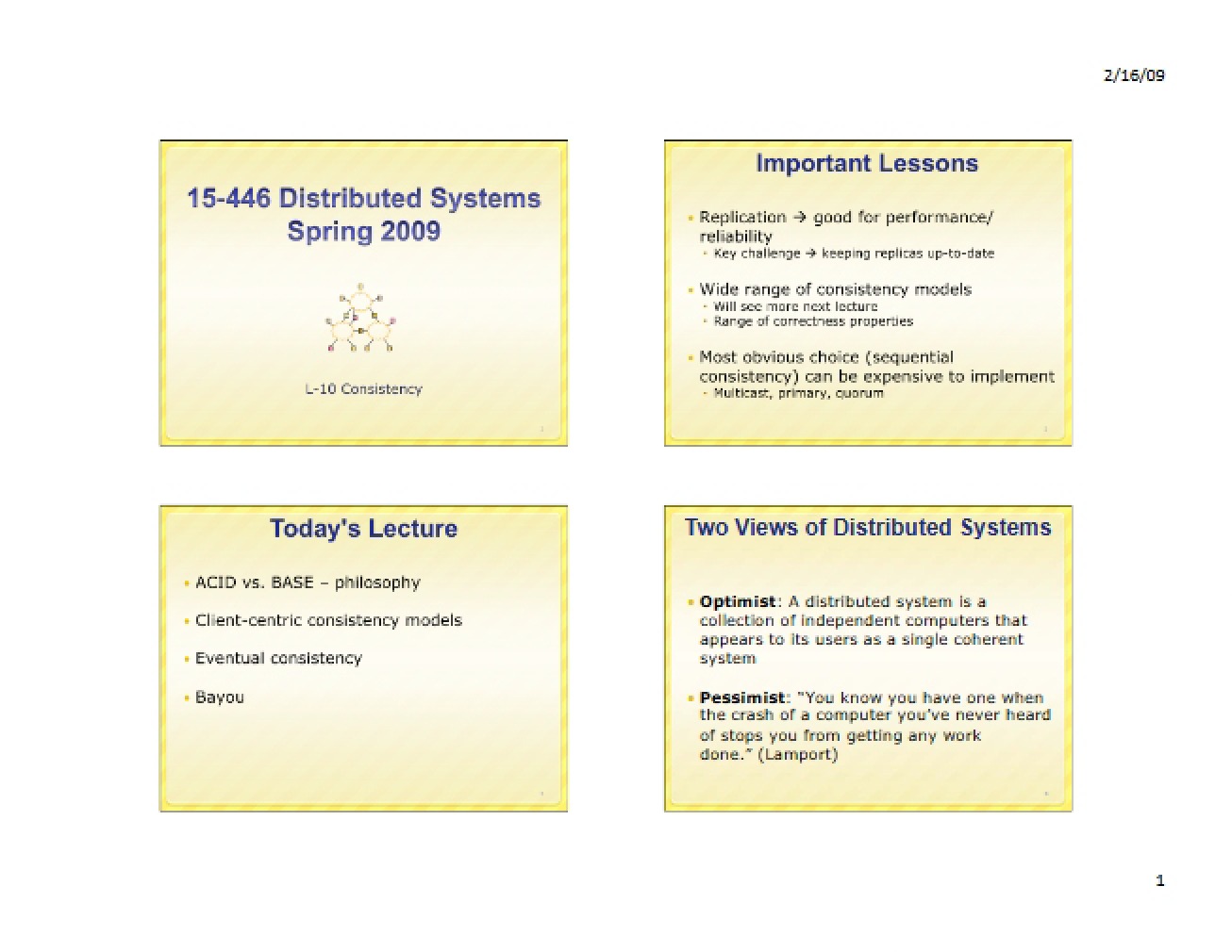 Notes on Distributed Systems Lectures