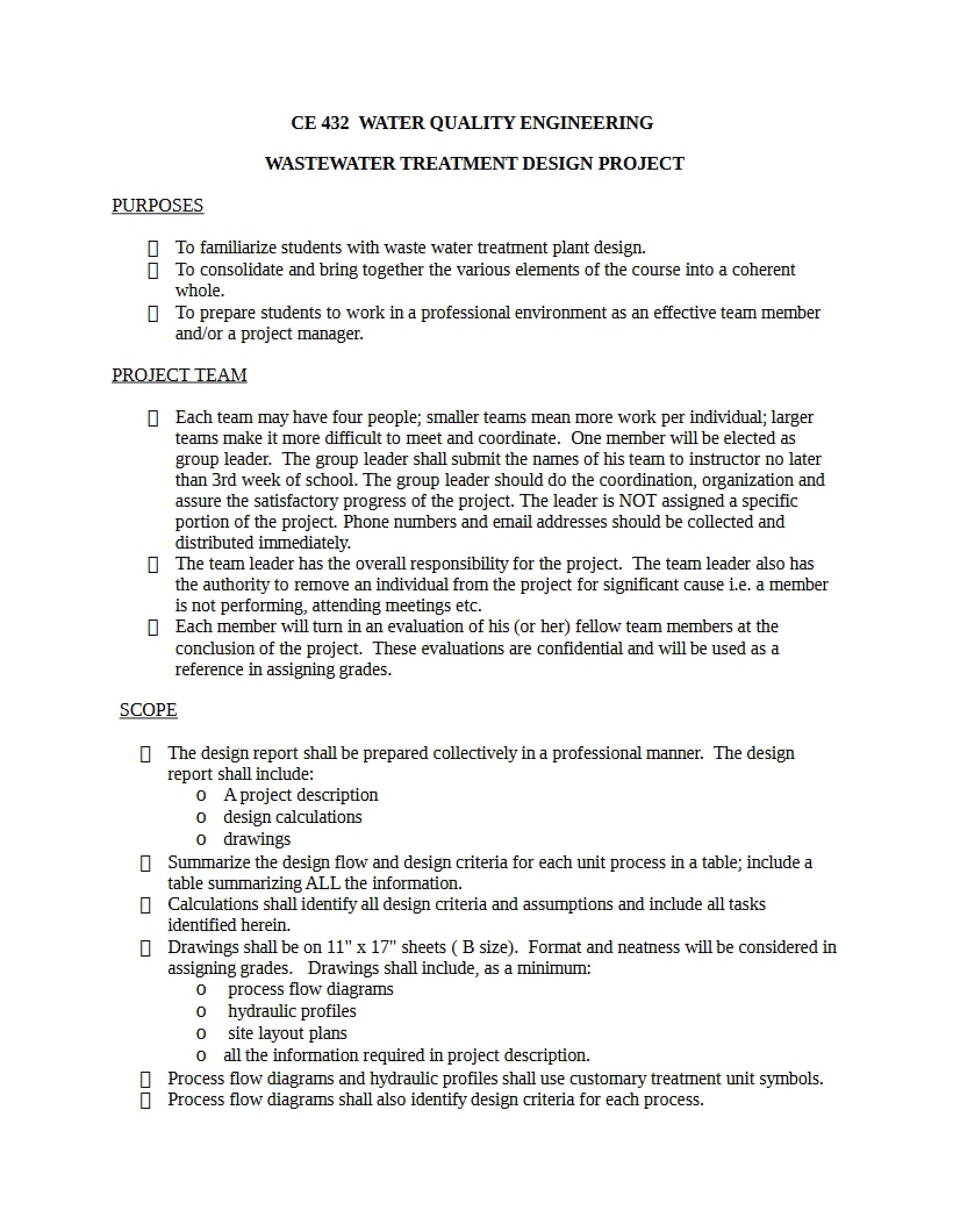 Project Wastewater Treatment Design