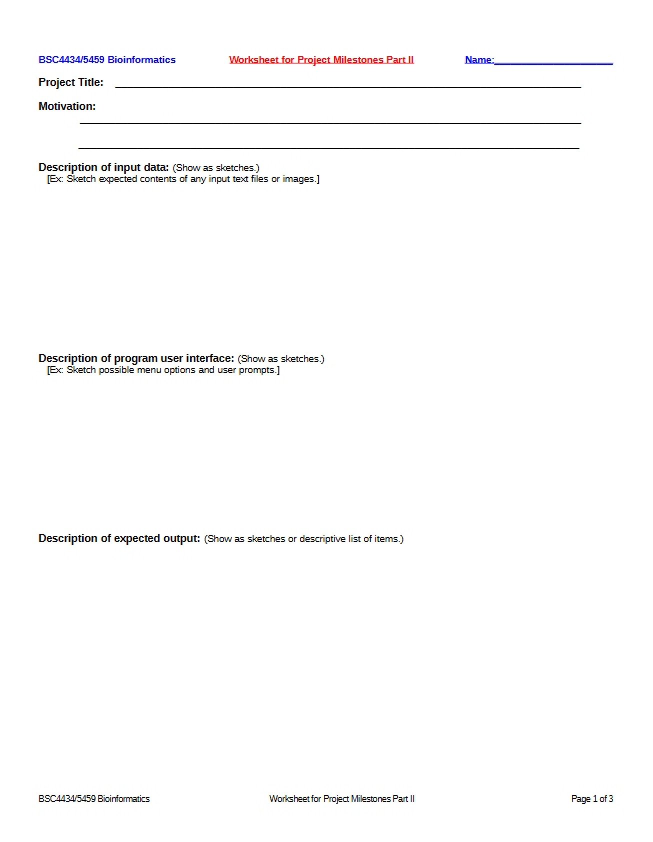 Milestones Worksheet