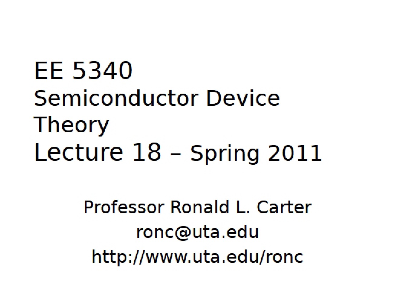 Lecture Eighteen