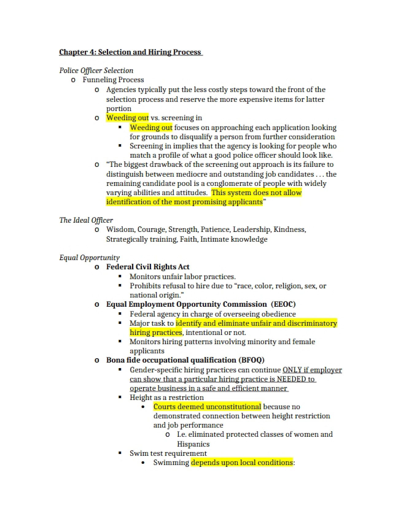 Overview of the Police Selection and Hiring Process (Chapter 4)