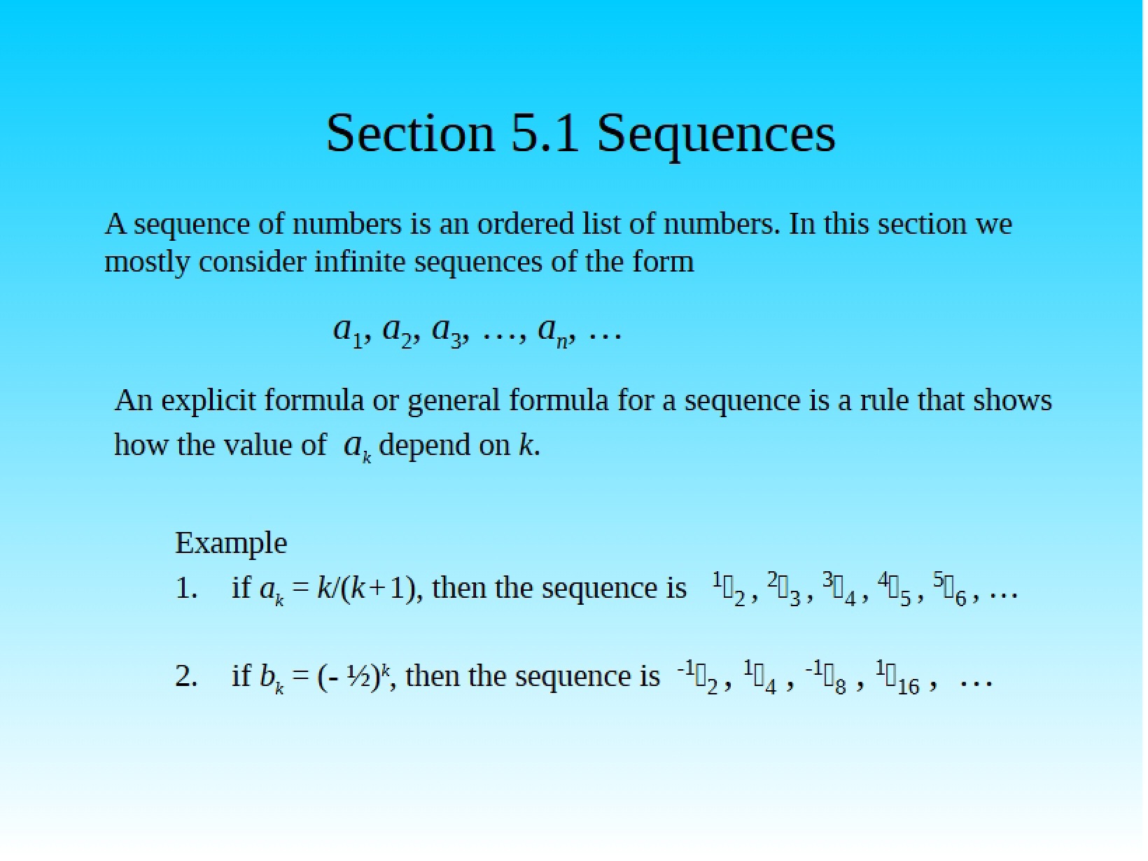 Sequences Section 5.1