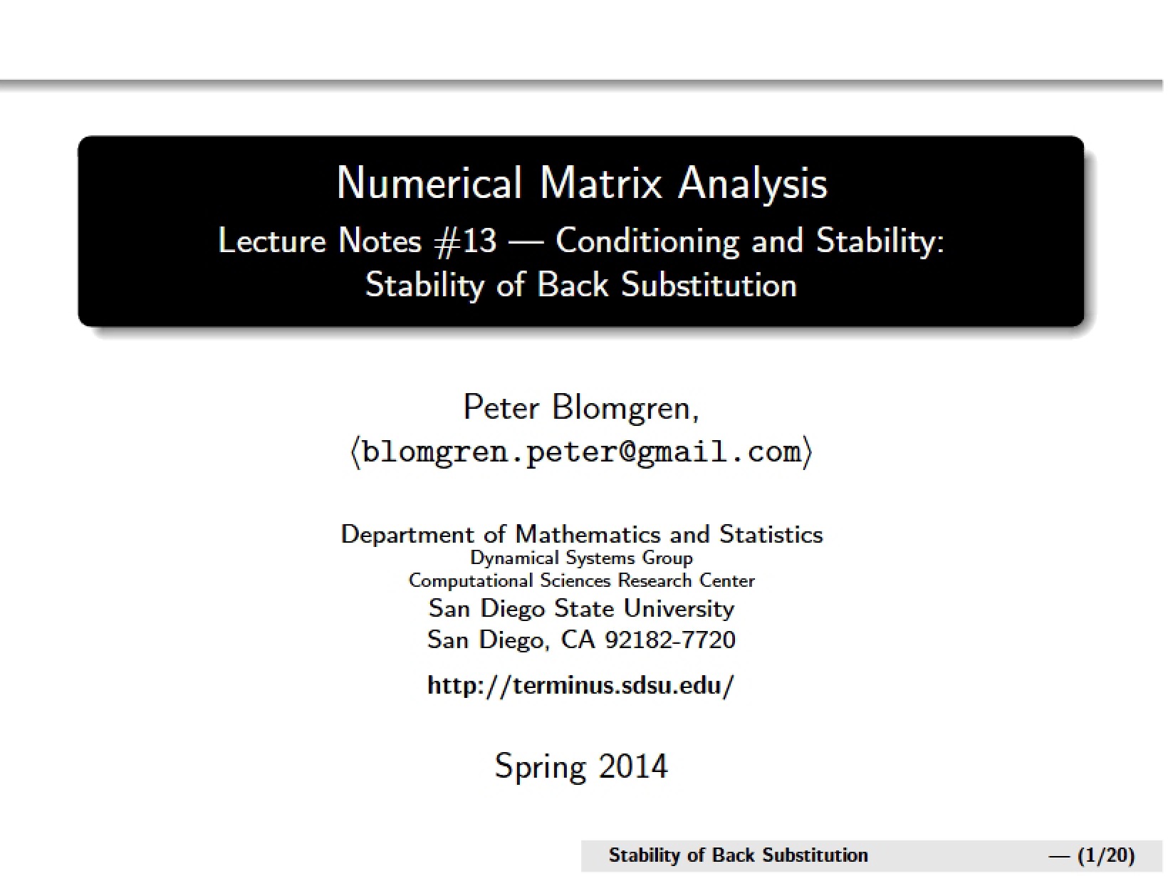 Stability and Conditioning - 20 Pages