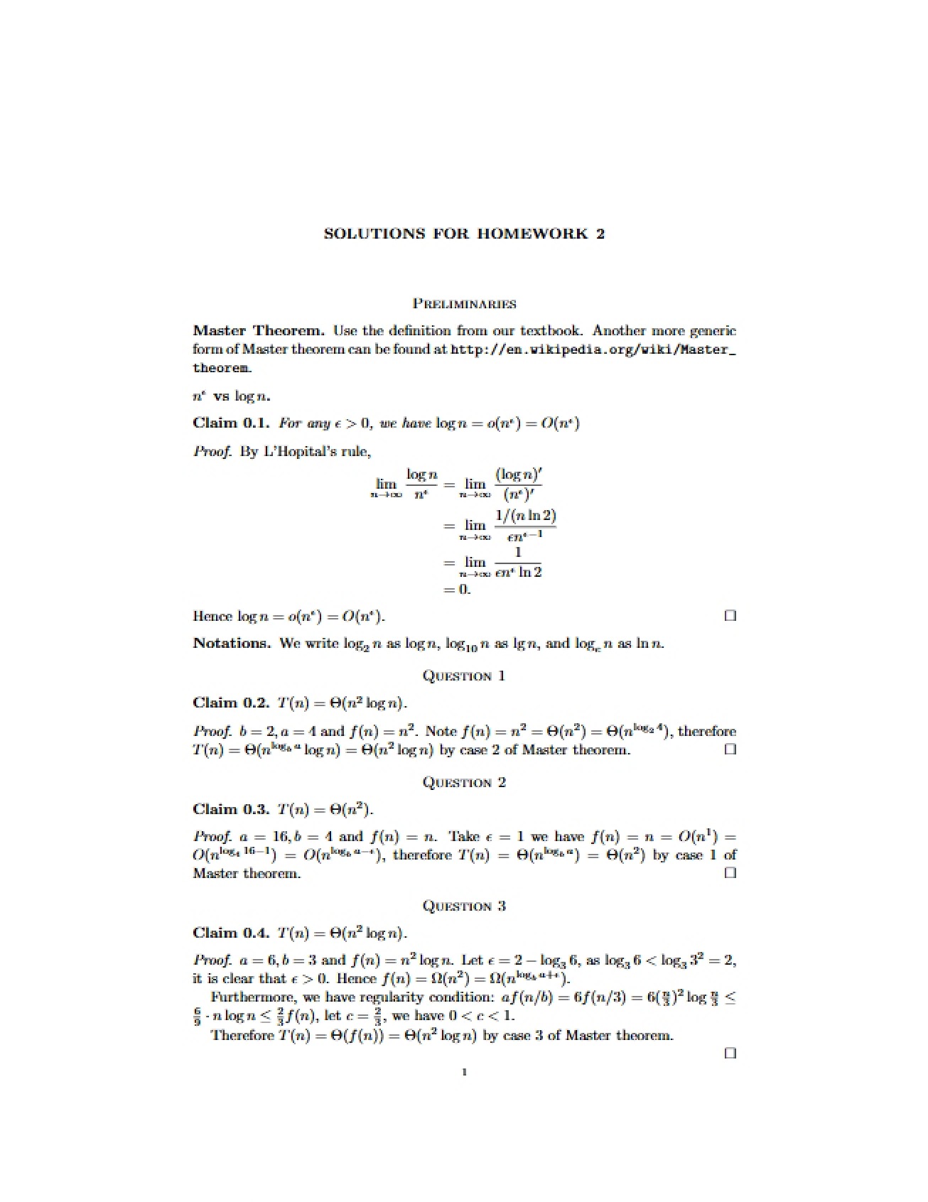 Solution Two for Homework Two