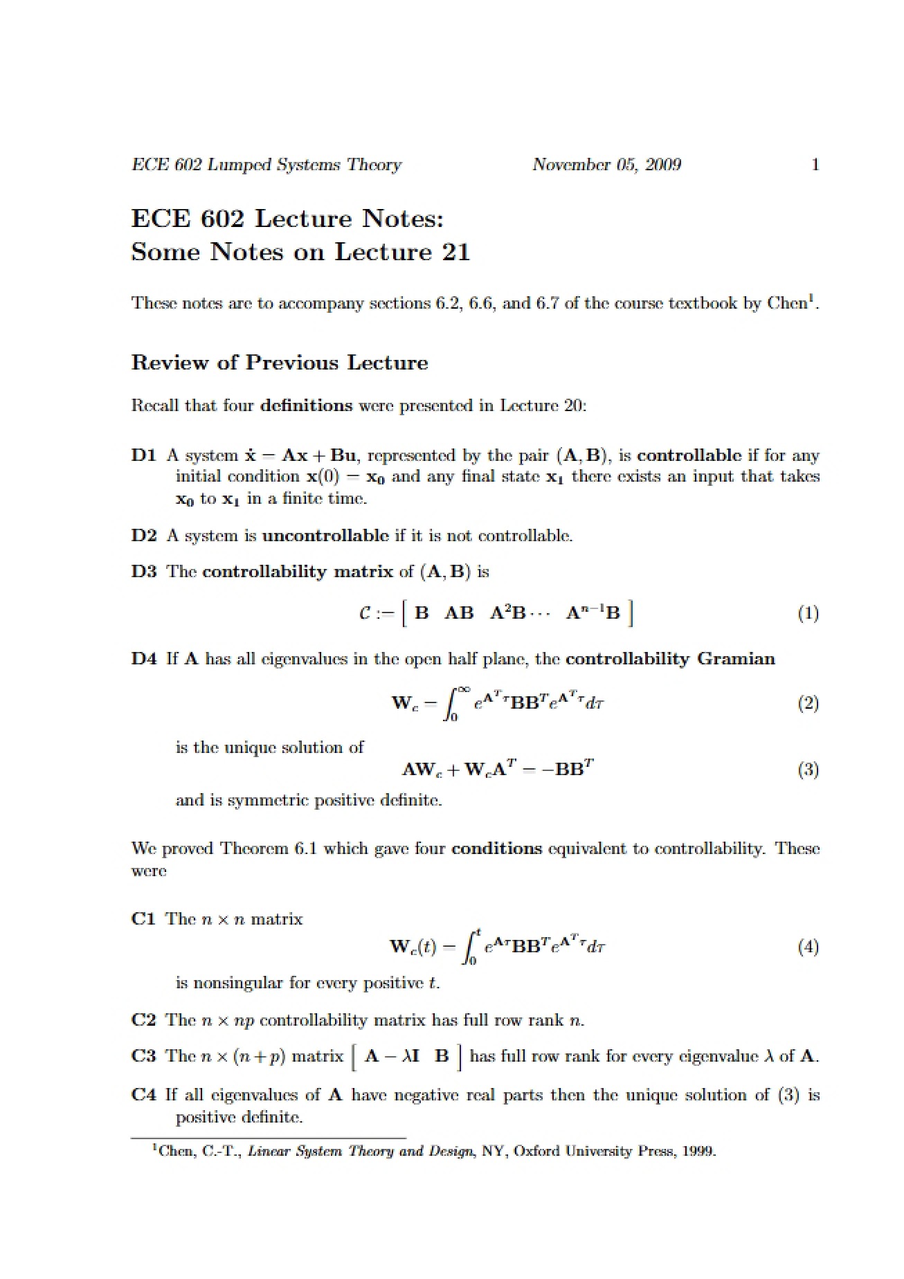 Notes regarding Lecture 21