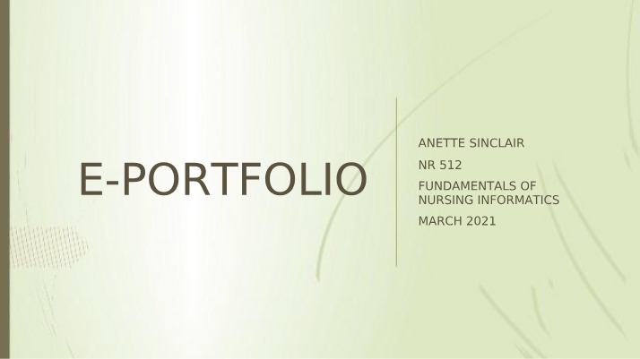 NR 512 Week 3 PowerPoint
