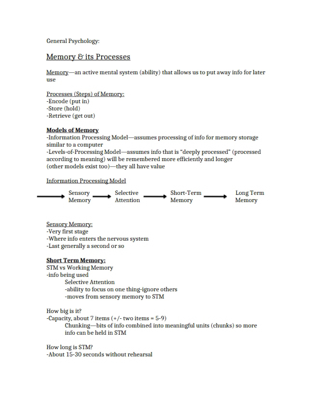 Psychology of Memory