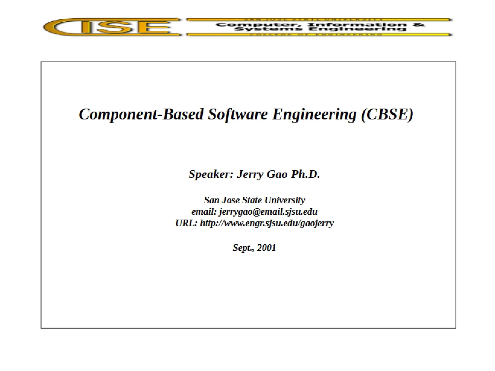 Software Engineering Based on Components
