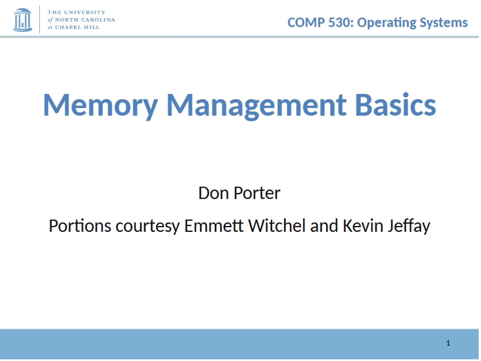 Basics of Managing Memory