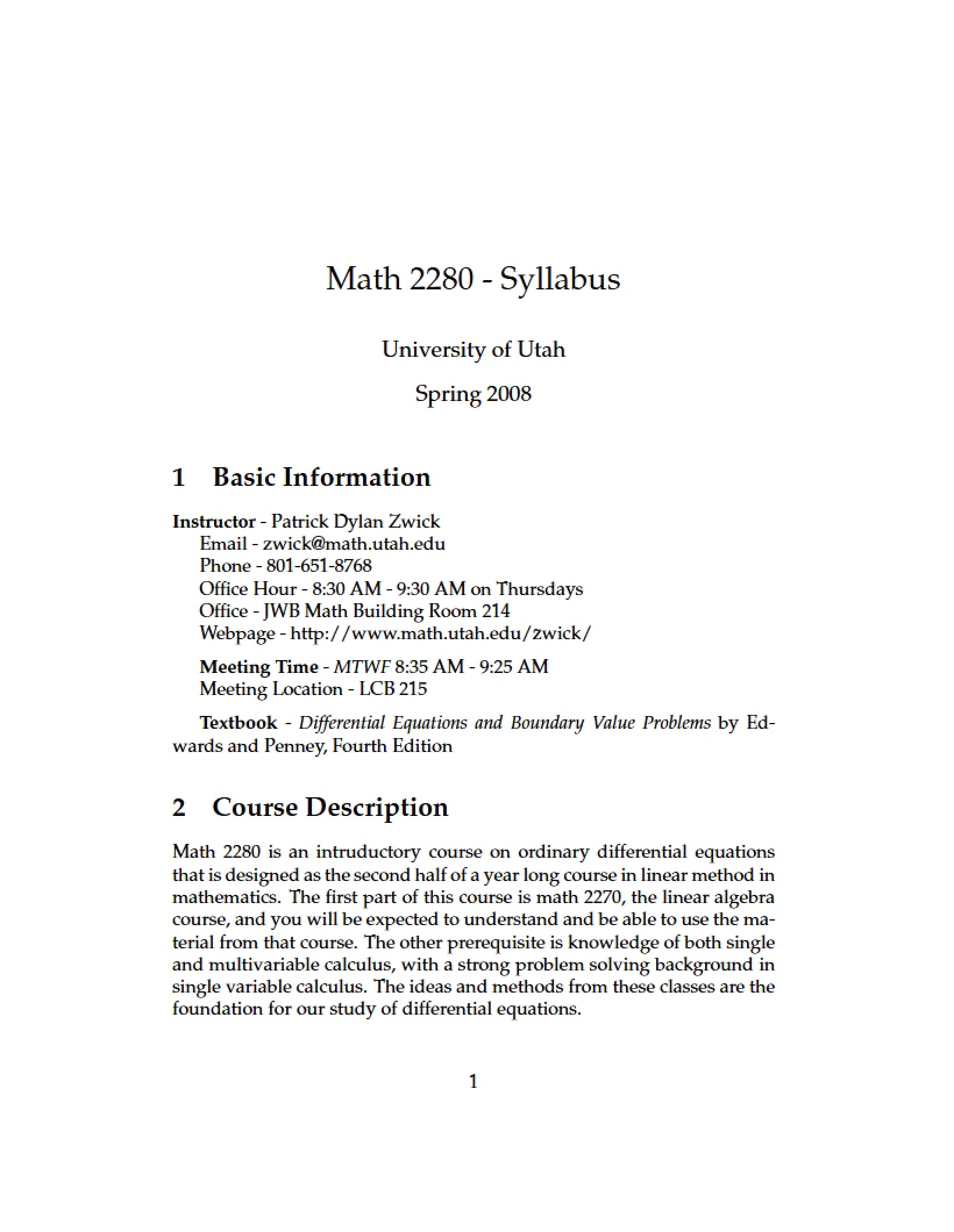 Course Syllabus
