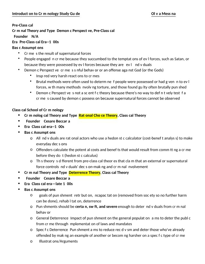 Study Guide - Introduction to Criminology