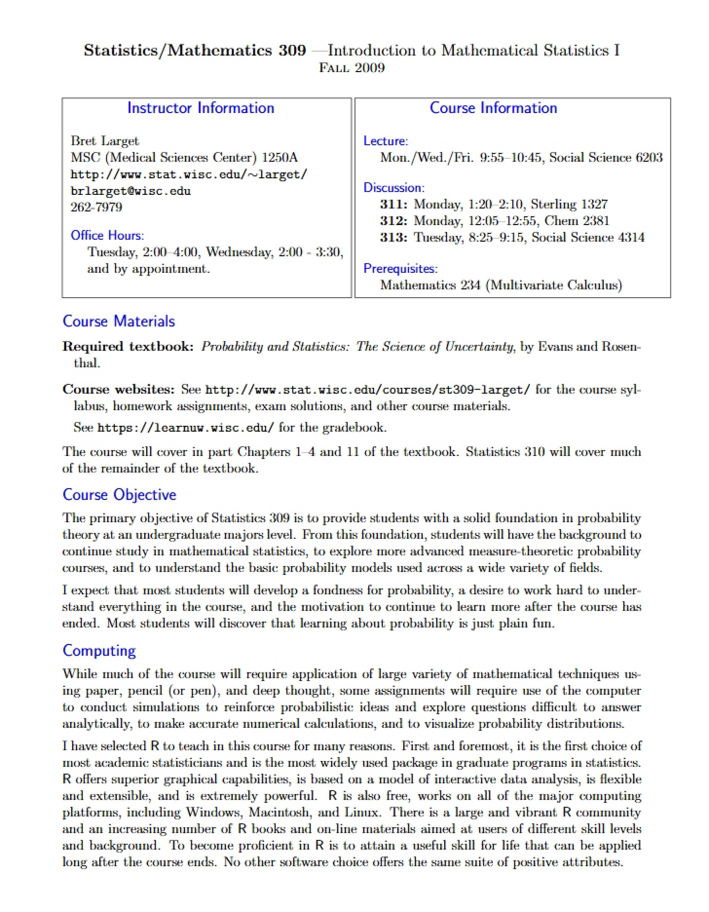 Course Outline Stat-Math 309