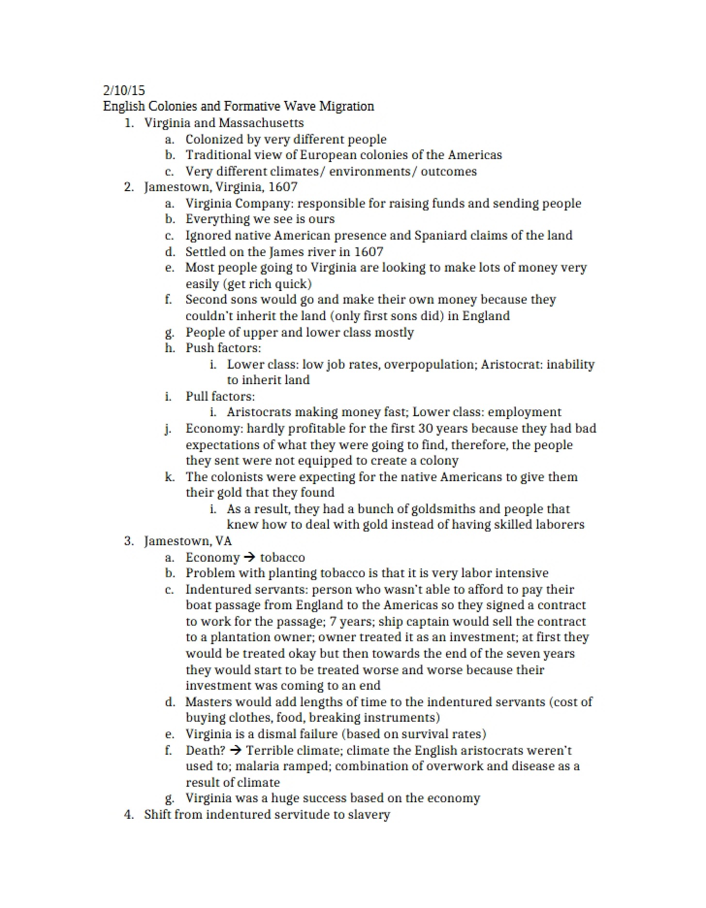 Formative Wave Migration and English Colonization