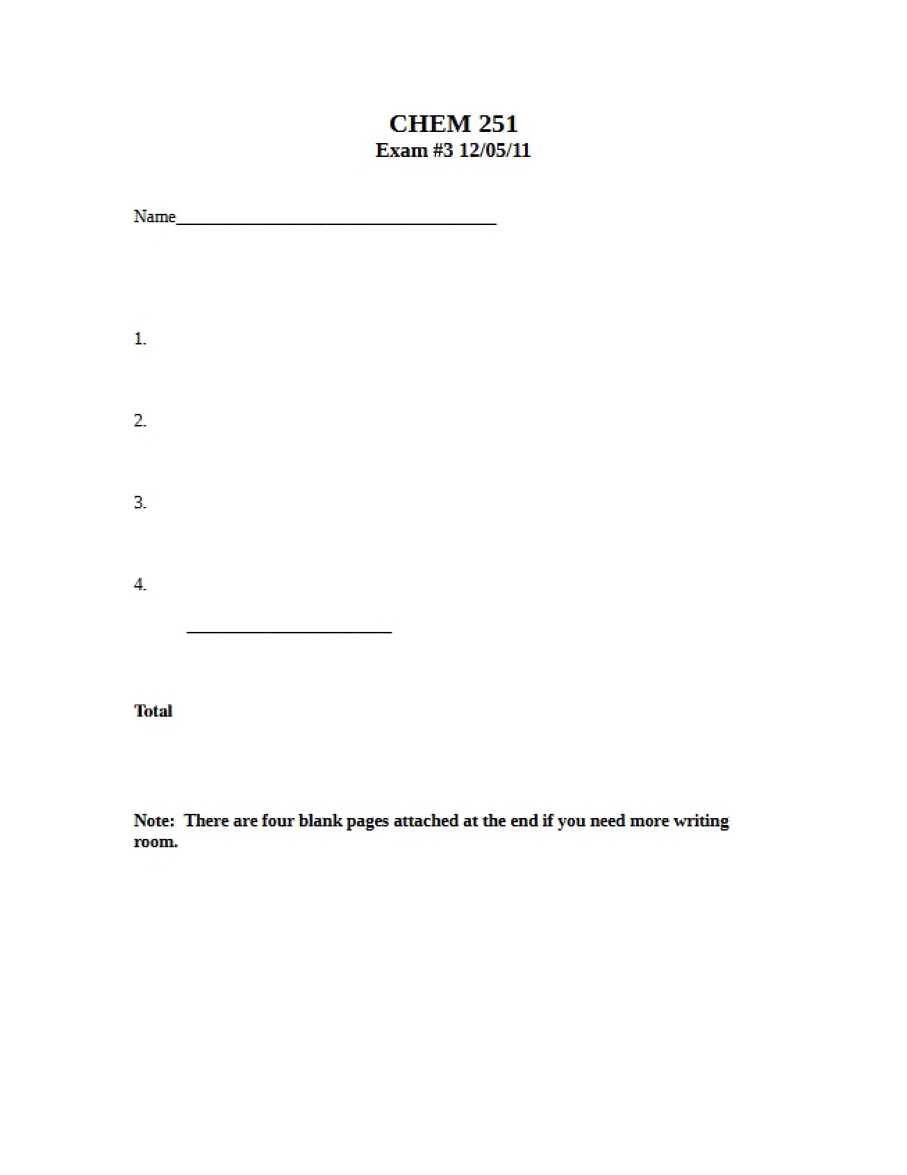 Key for Third Exam