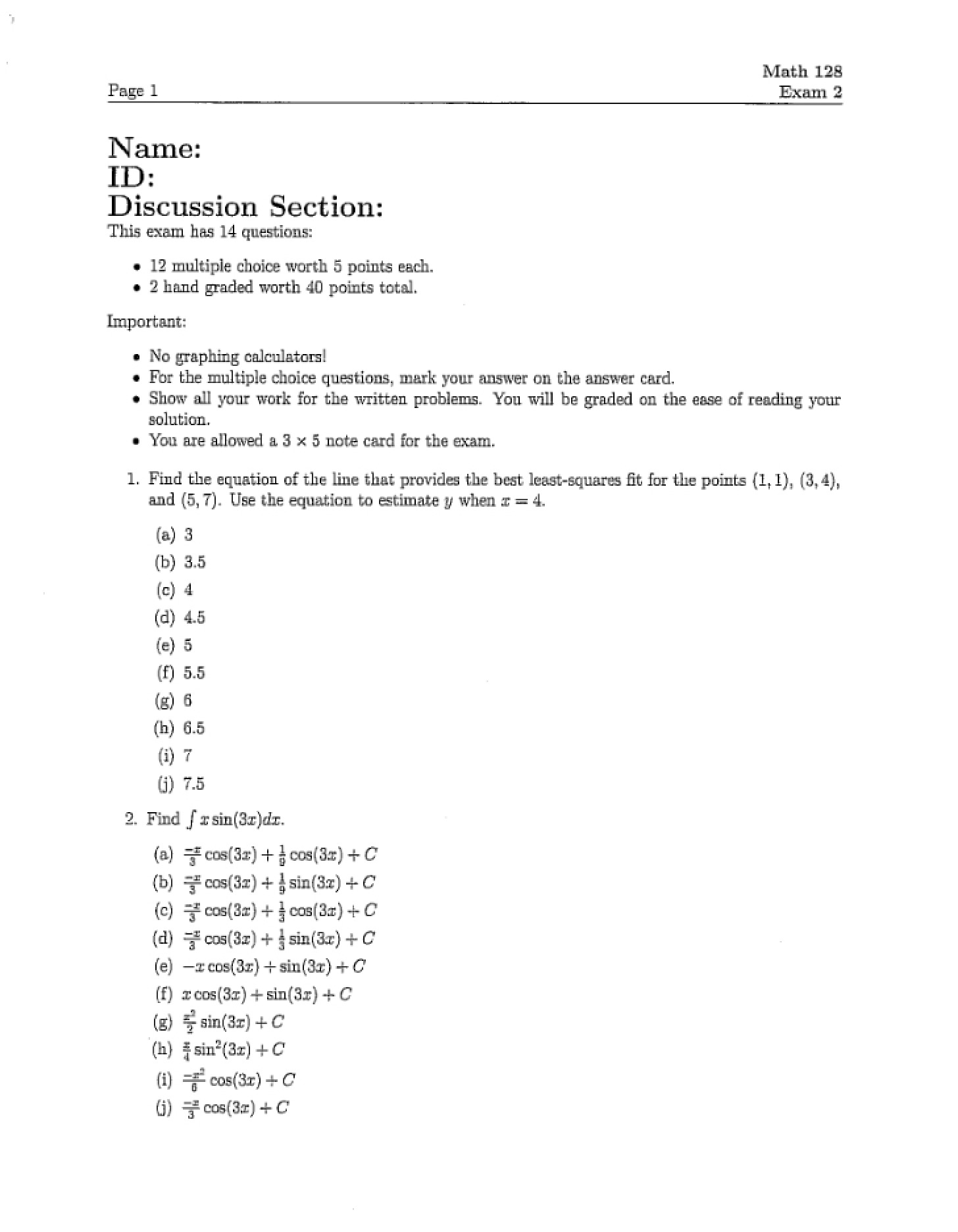Second Examination