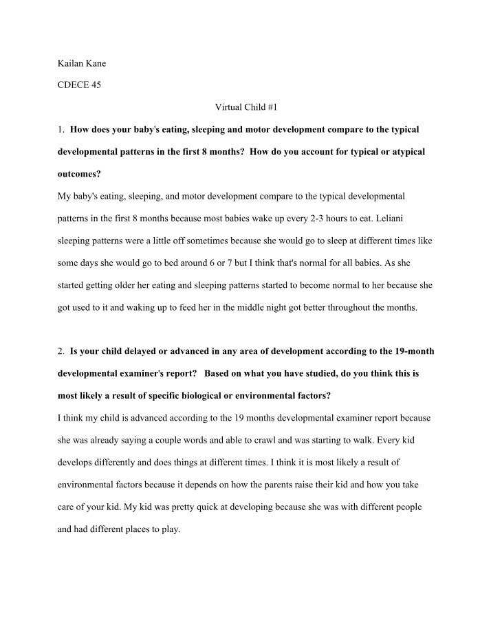 Virtual Child Assignment #1