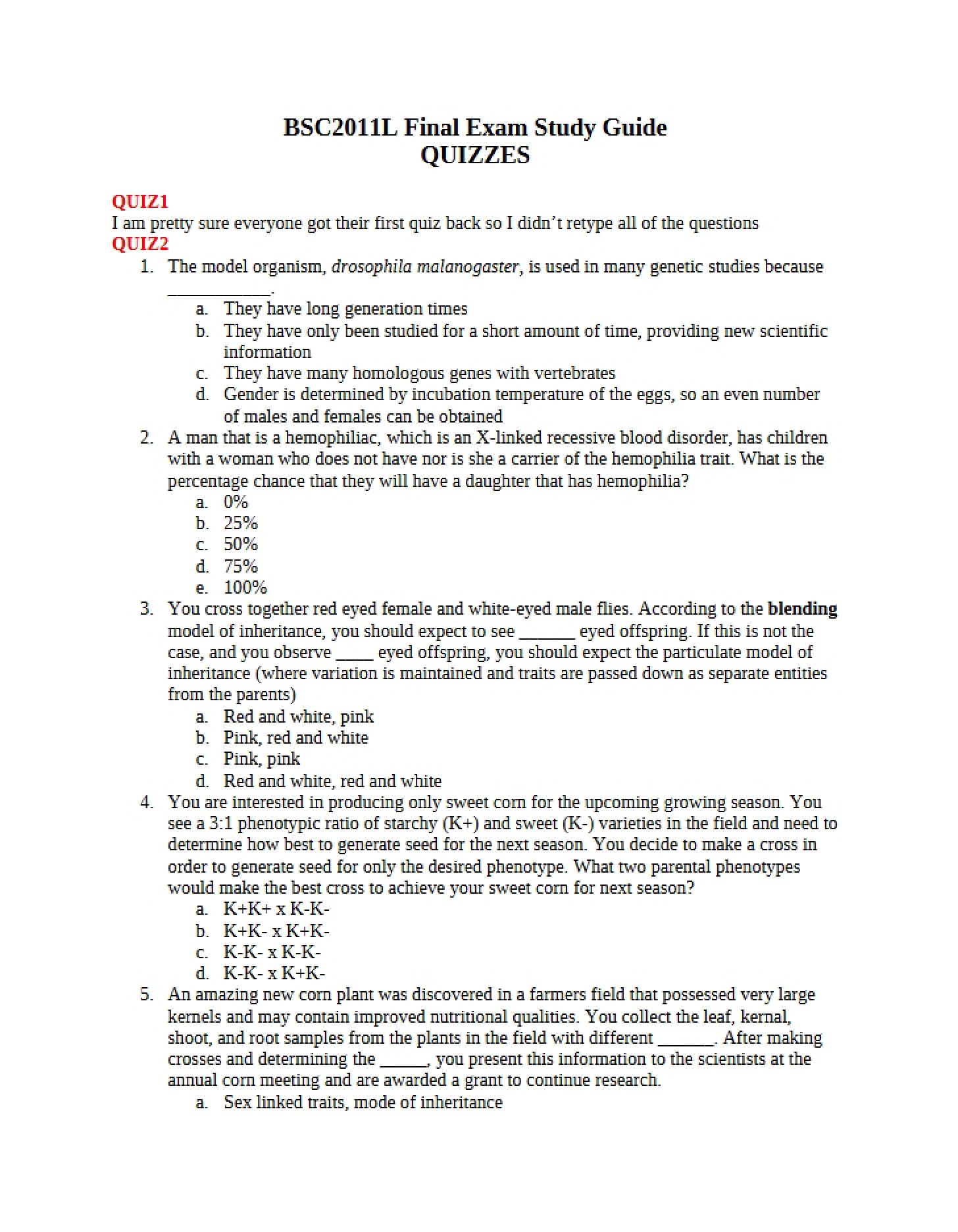 Guide for Final Exam