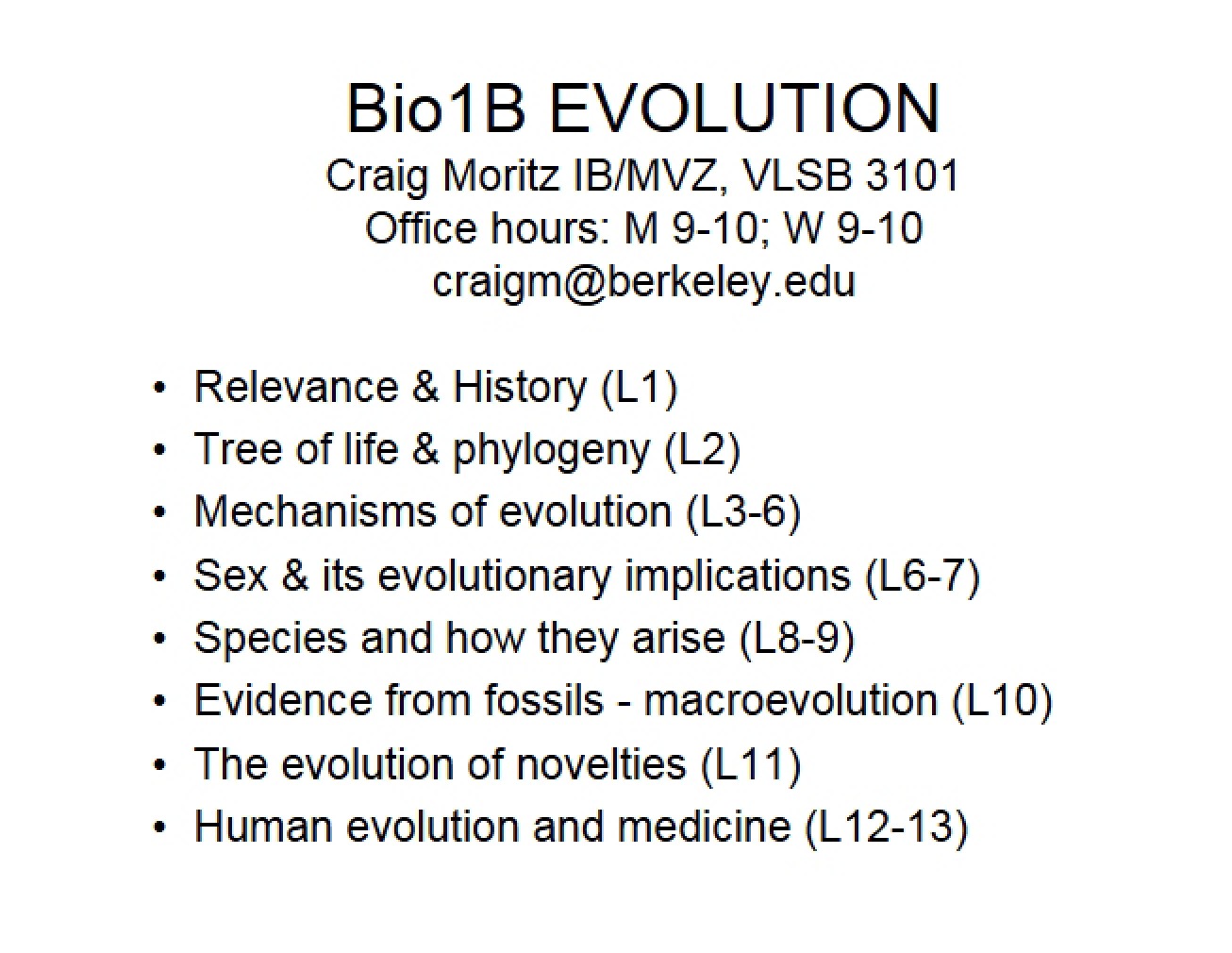 Study of Evolution