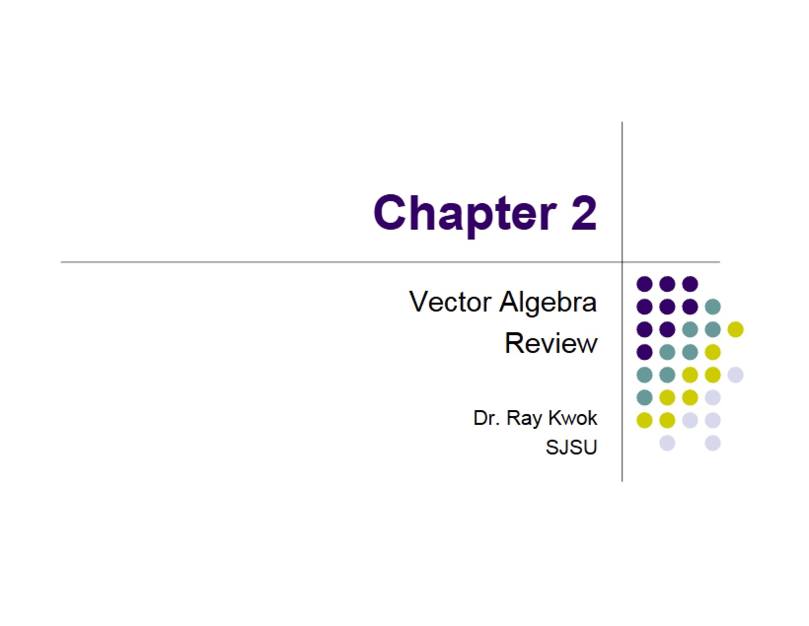 Vector Algebra (Chapter 2)