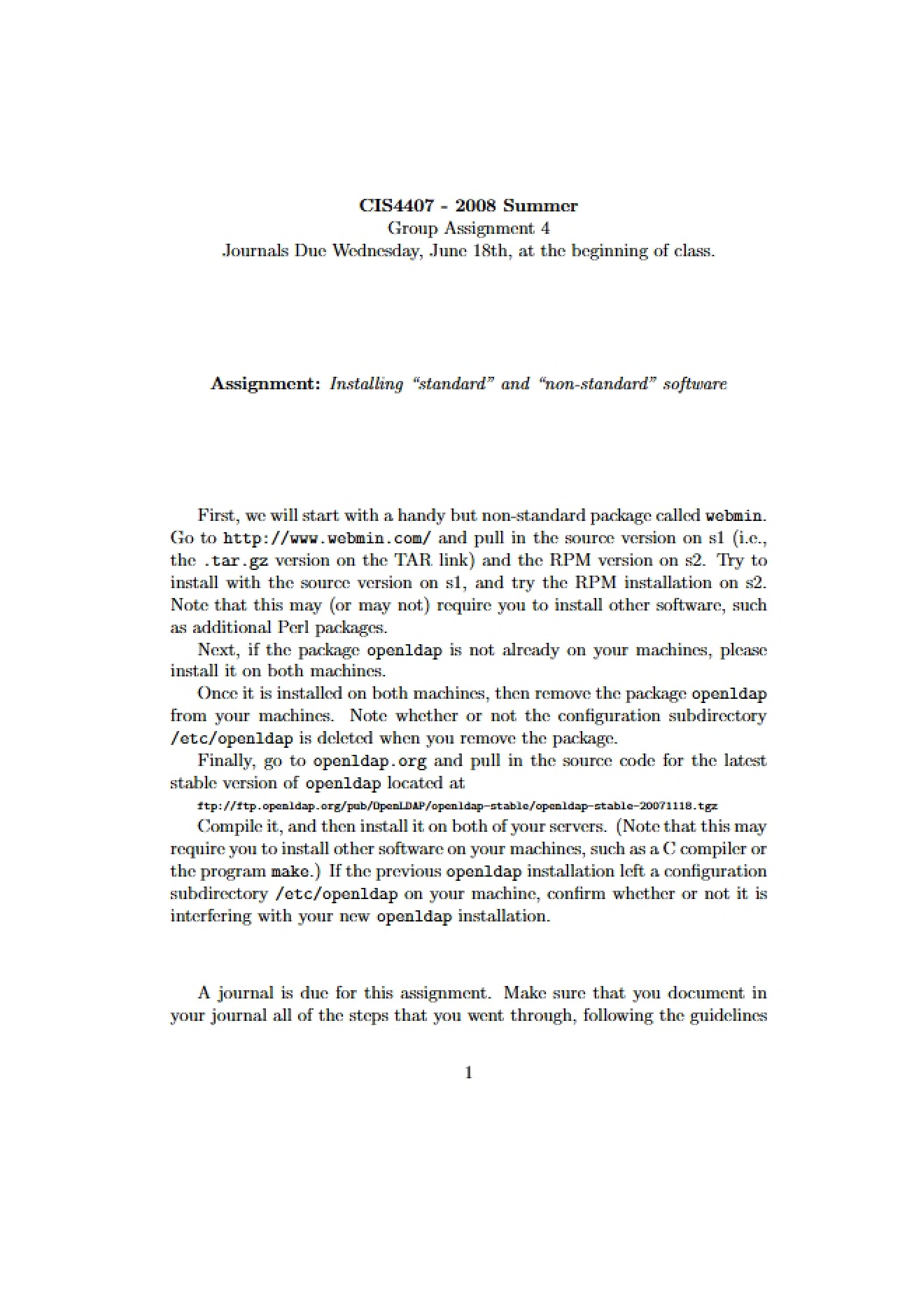 Fourth Assignment for Computer and Network System Administration