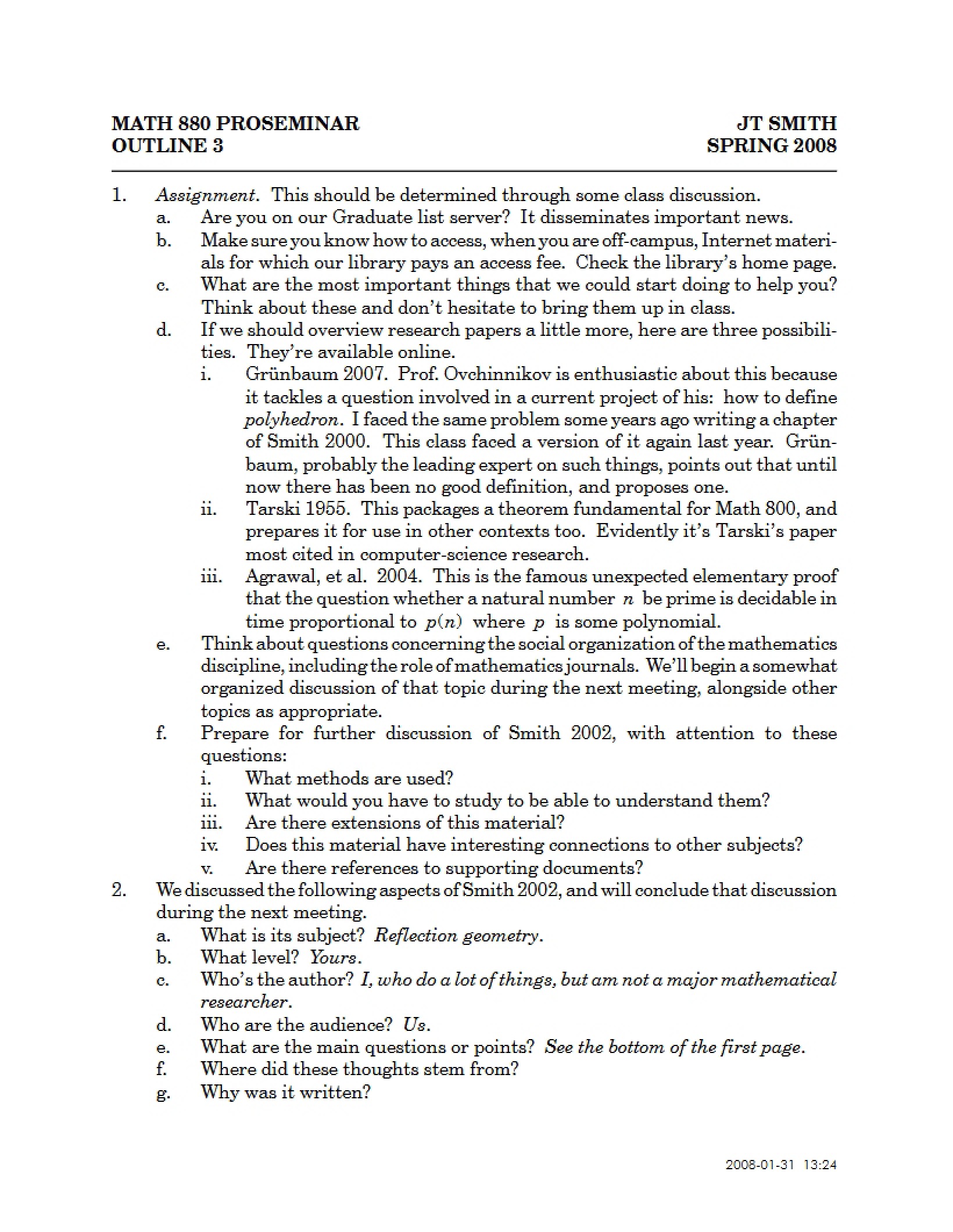 Proseminar Outline 3