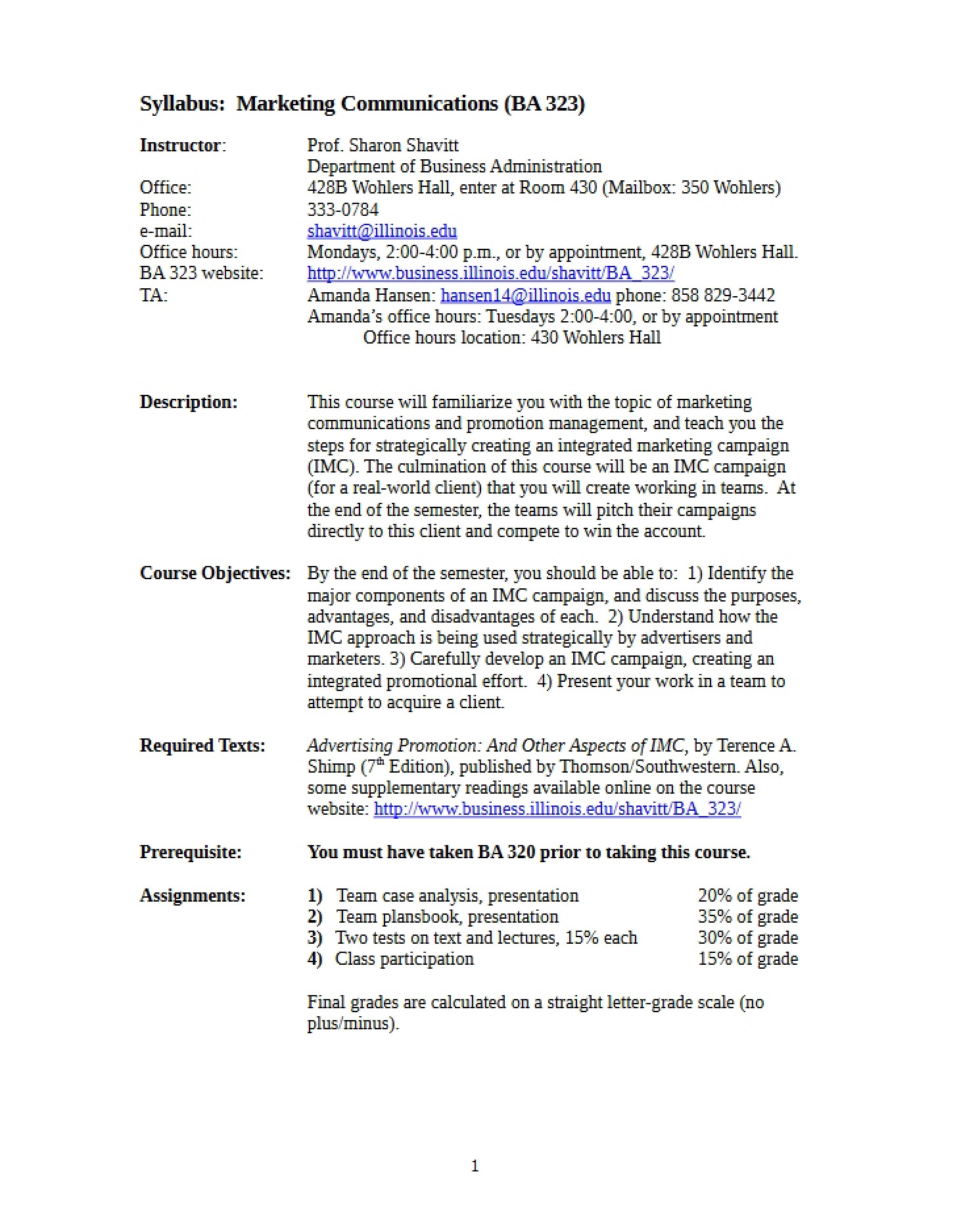 Class Syllabus