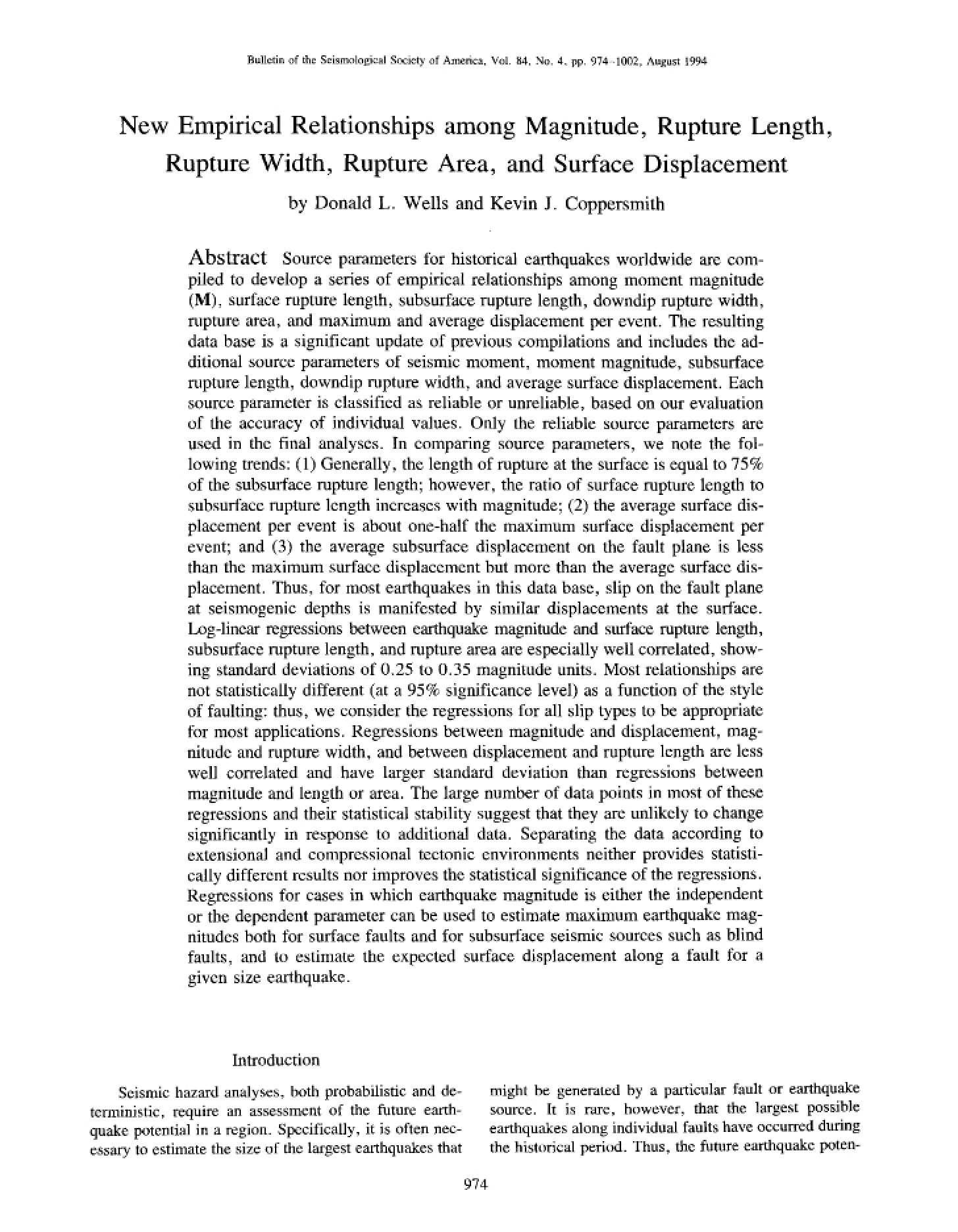 Magnitude Relationships New Empirical Data