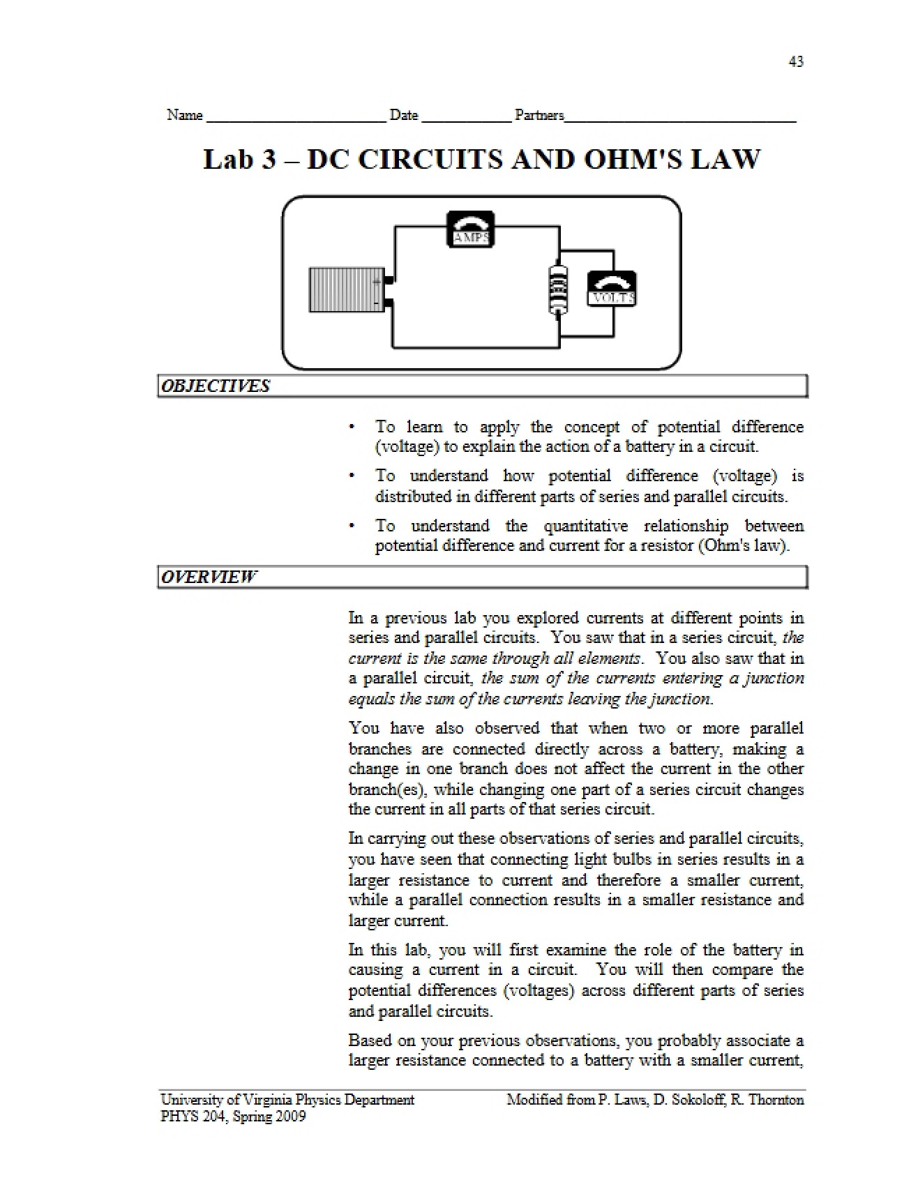 Ohm's Law and DC Circuits