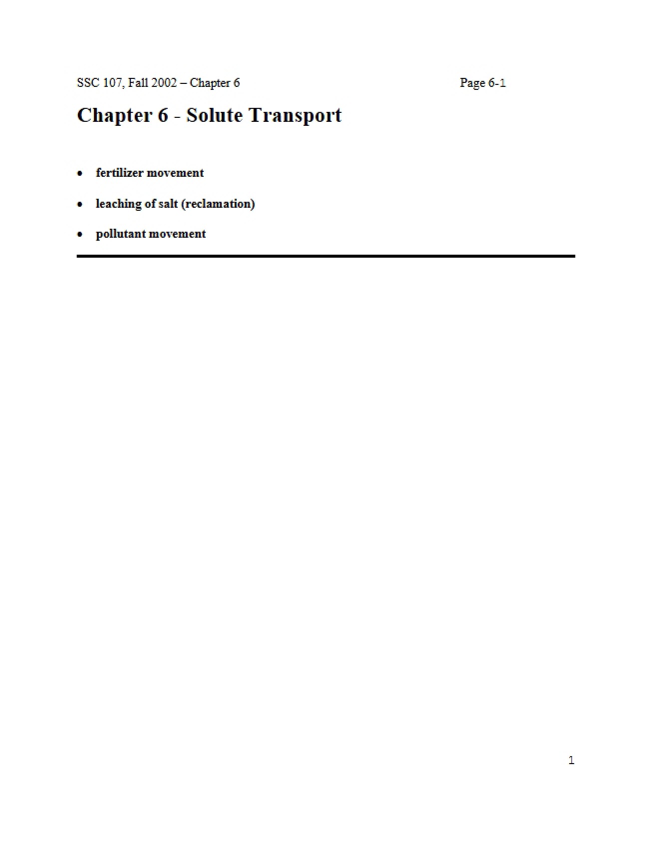 Overview of Solute Transport