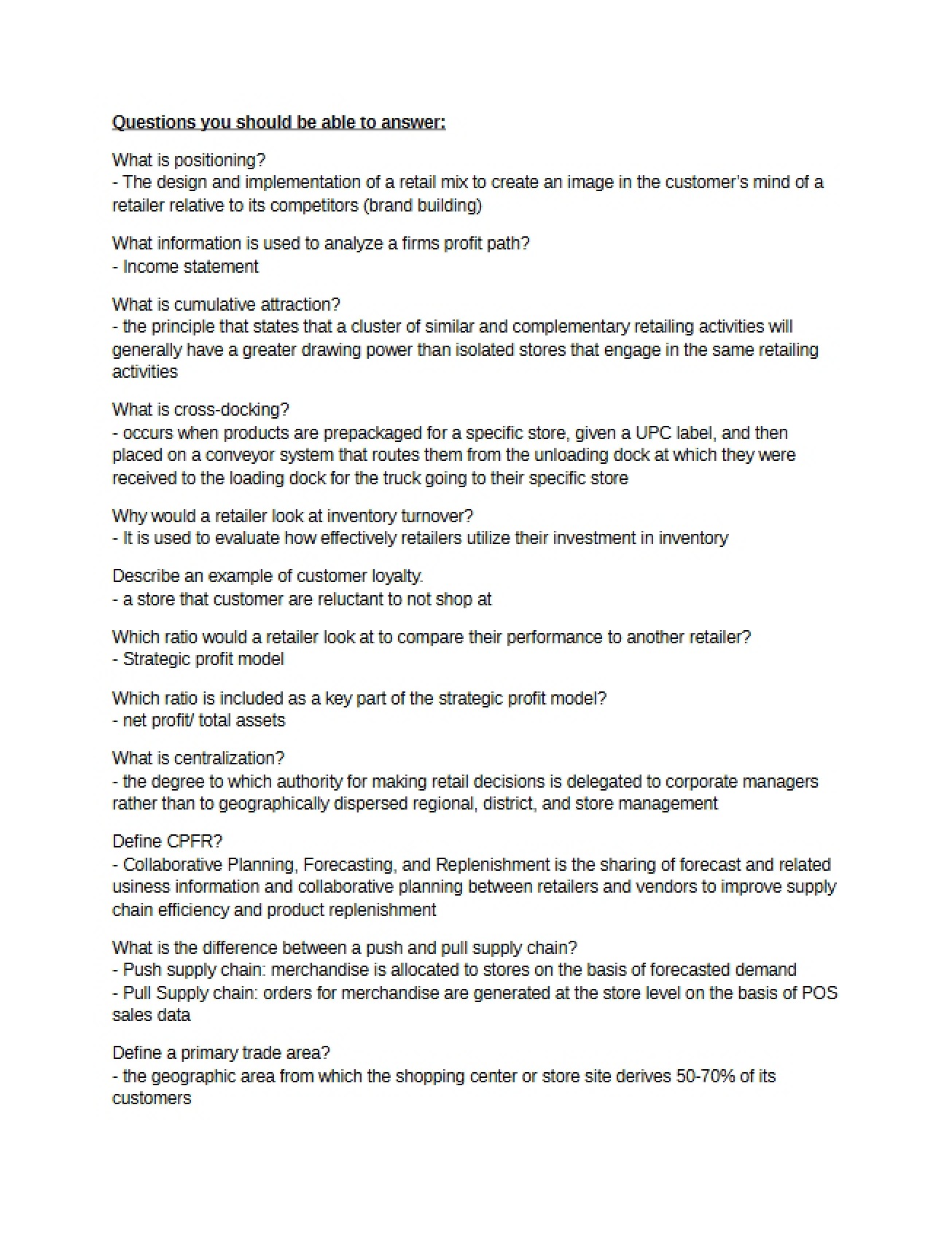 Comprehensive Merchandising Study Guide