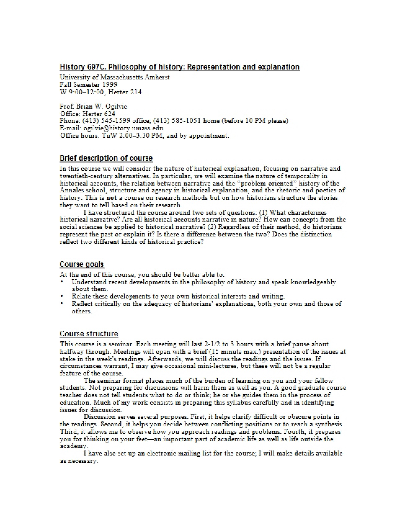 Philosophy of History Syllabus