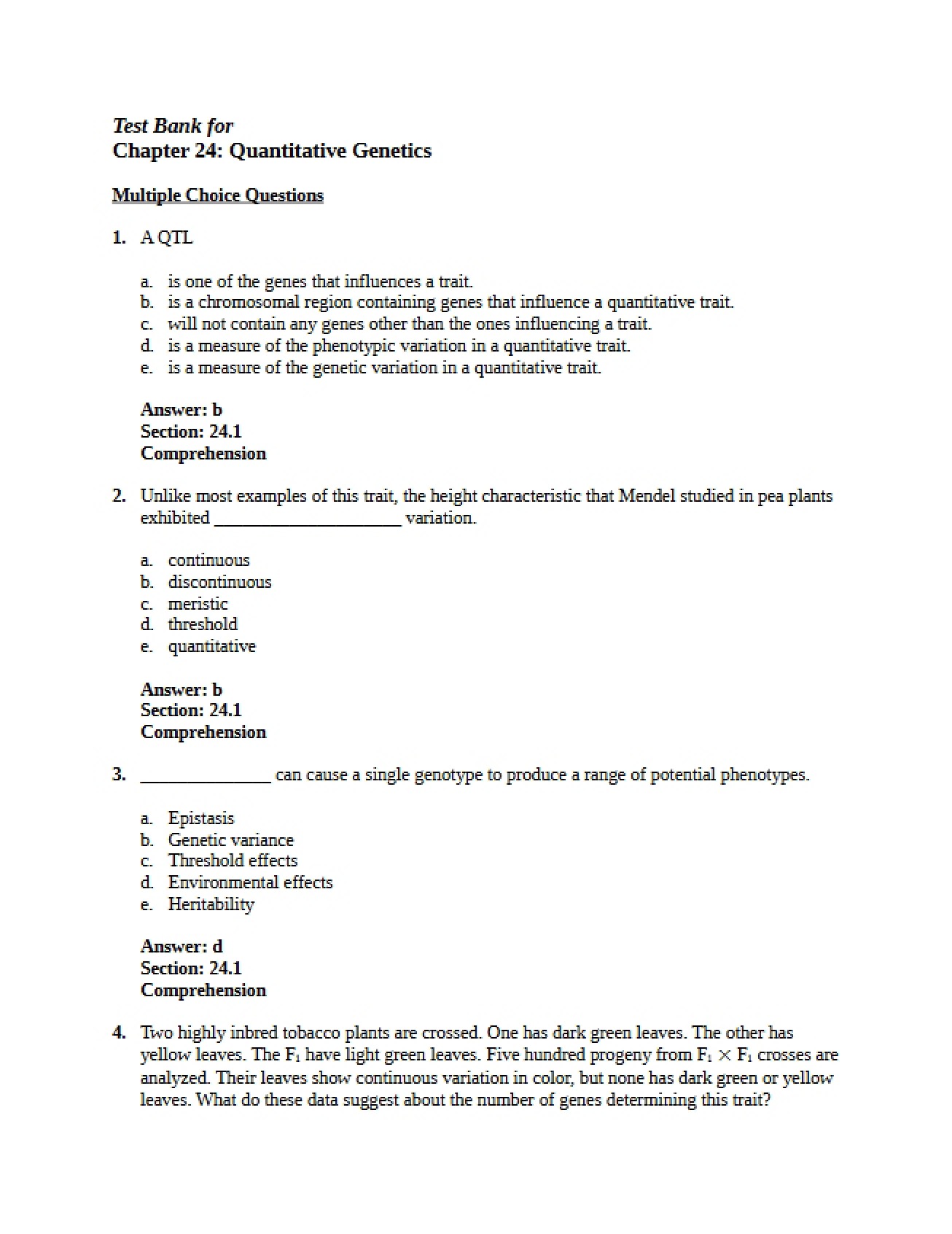 Genetics Principles Chapter Twenty-Four