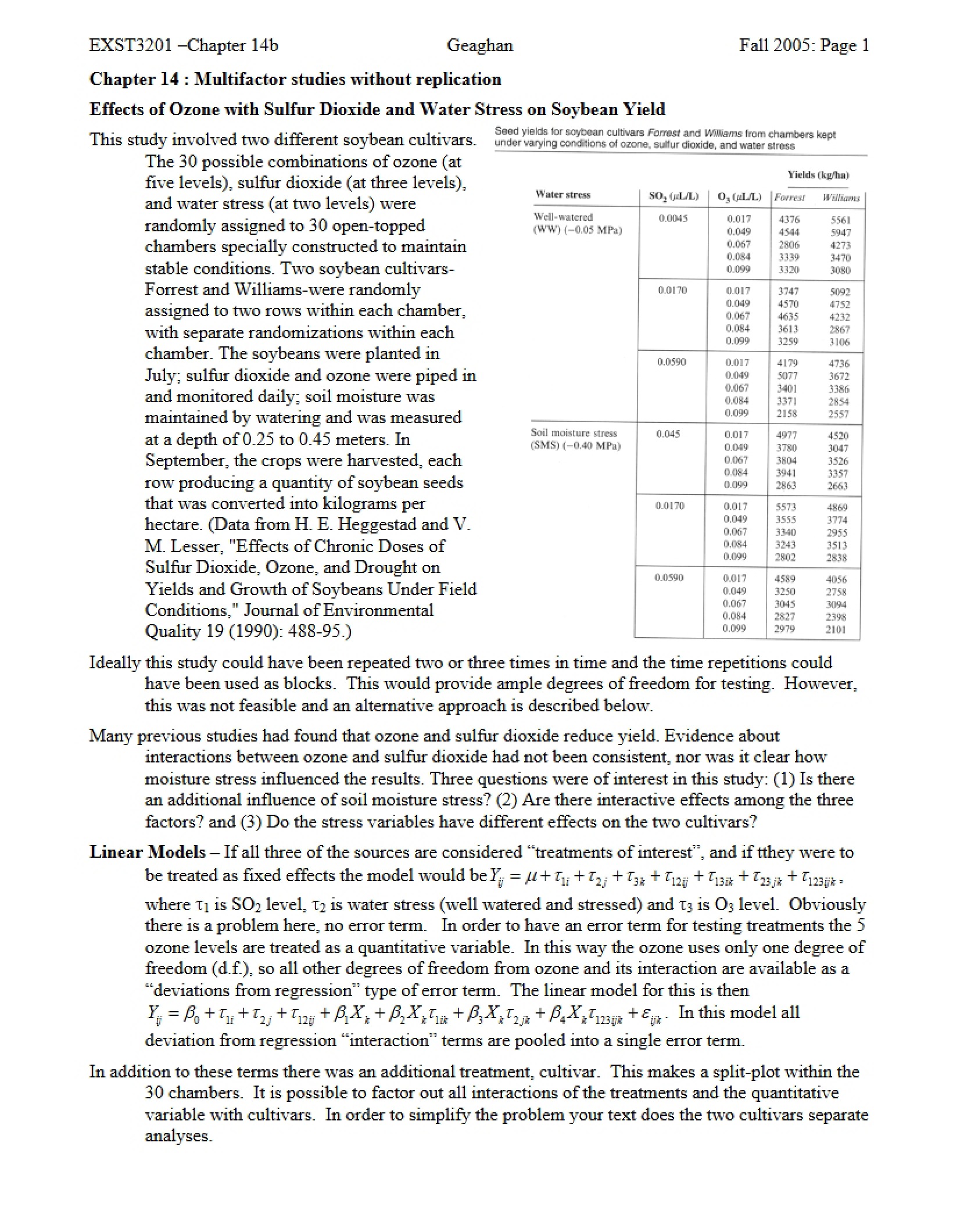 Non-Replicated Multifactor Studies