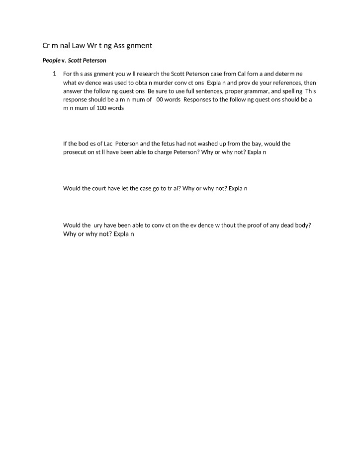 Writing Assignment 2 for Criminal Law