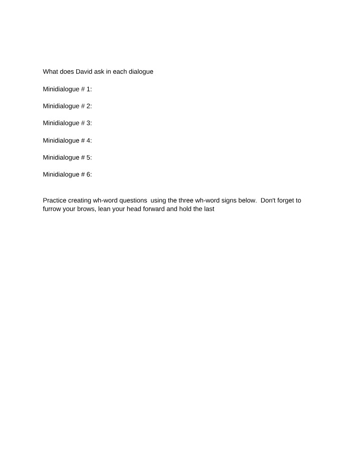 Minidialogues and WH-Word Questions