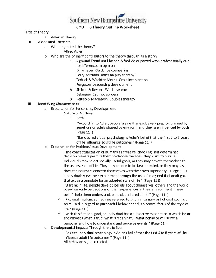 Adlerian Theory - Personality Development and Problems